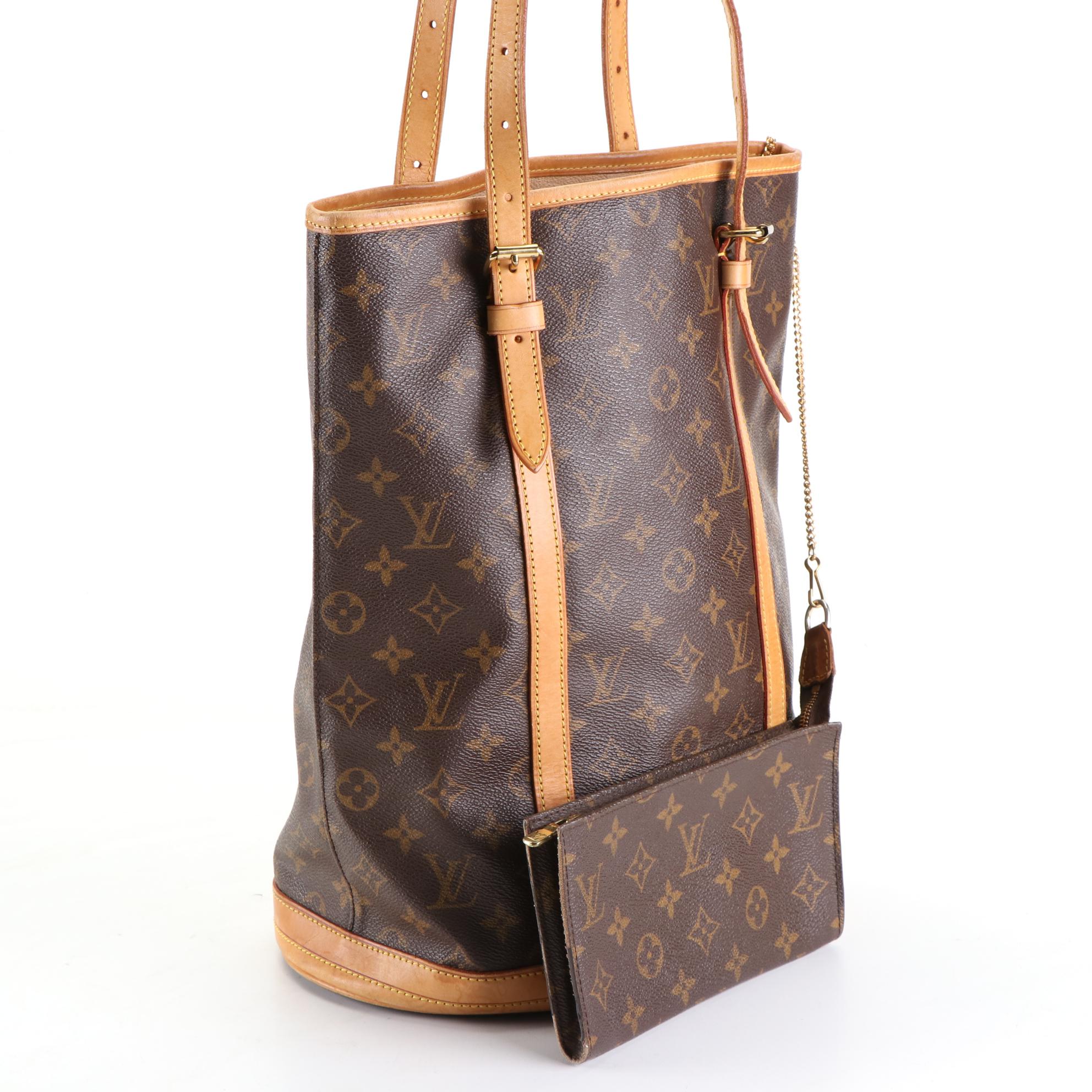 Louis Vuitton Bucket Bag GM and Zip Pouch in Monogram Canvas