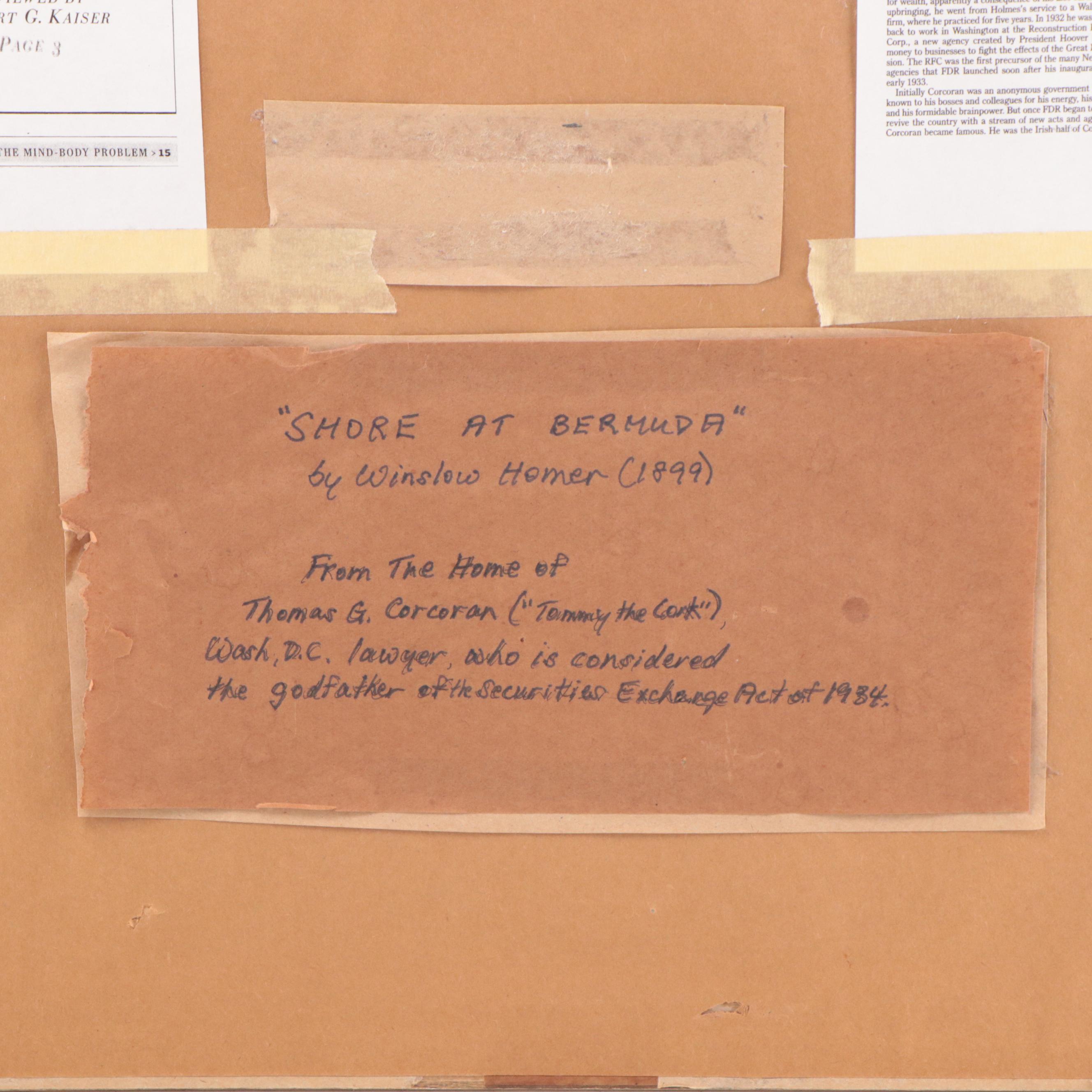 Collotype After Winslow Homer "Shore At Bermuda"