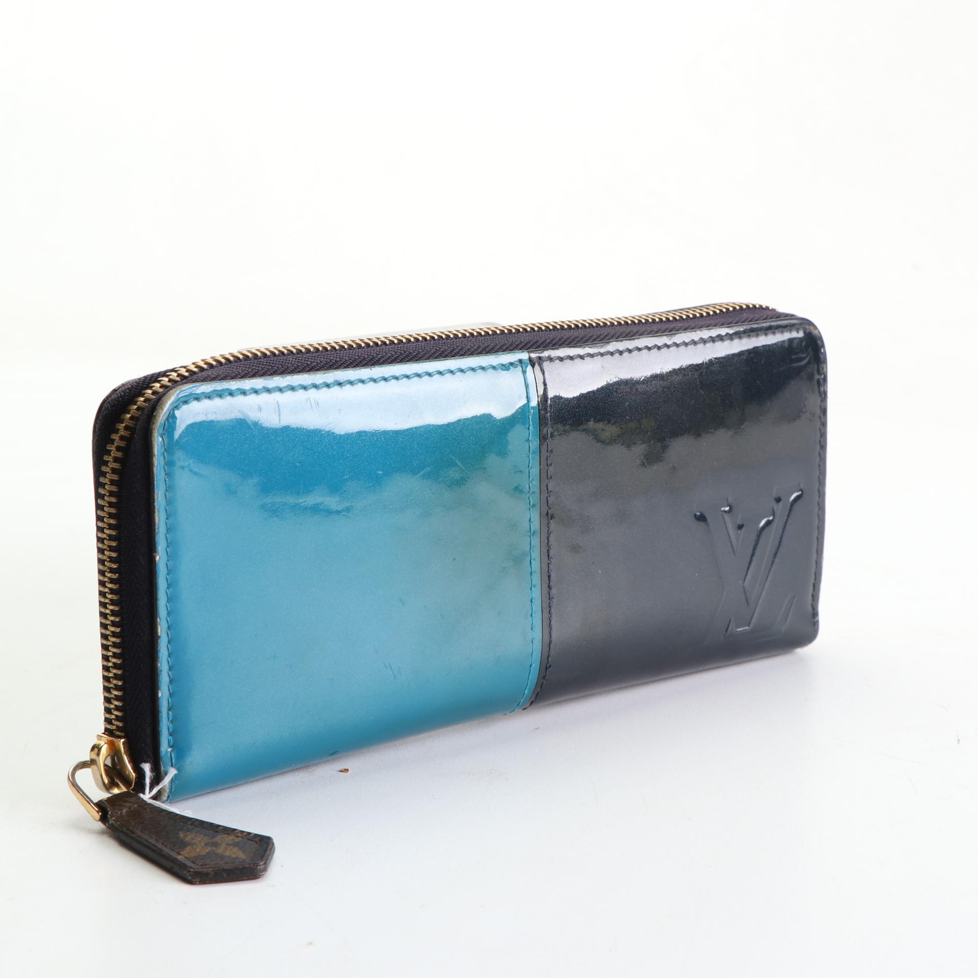 Louis Vuitton Two-Tone Blue Vernis Miroir Clemence Wallet