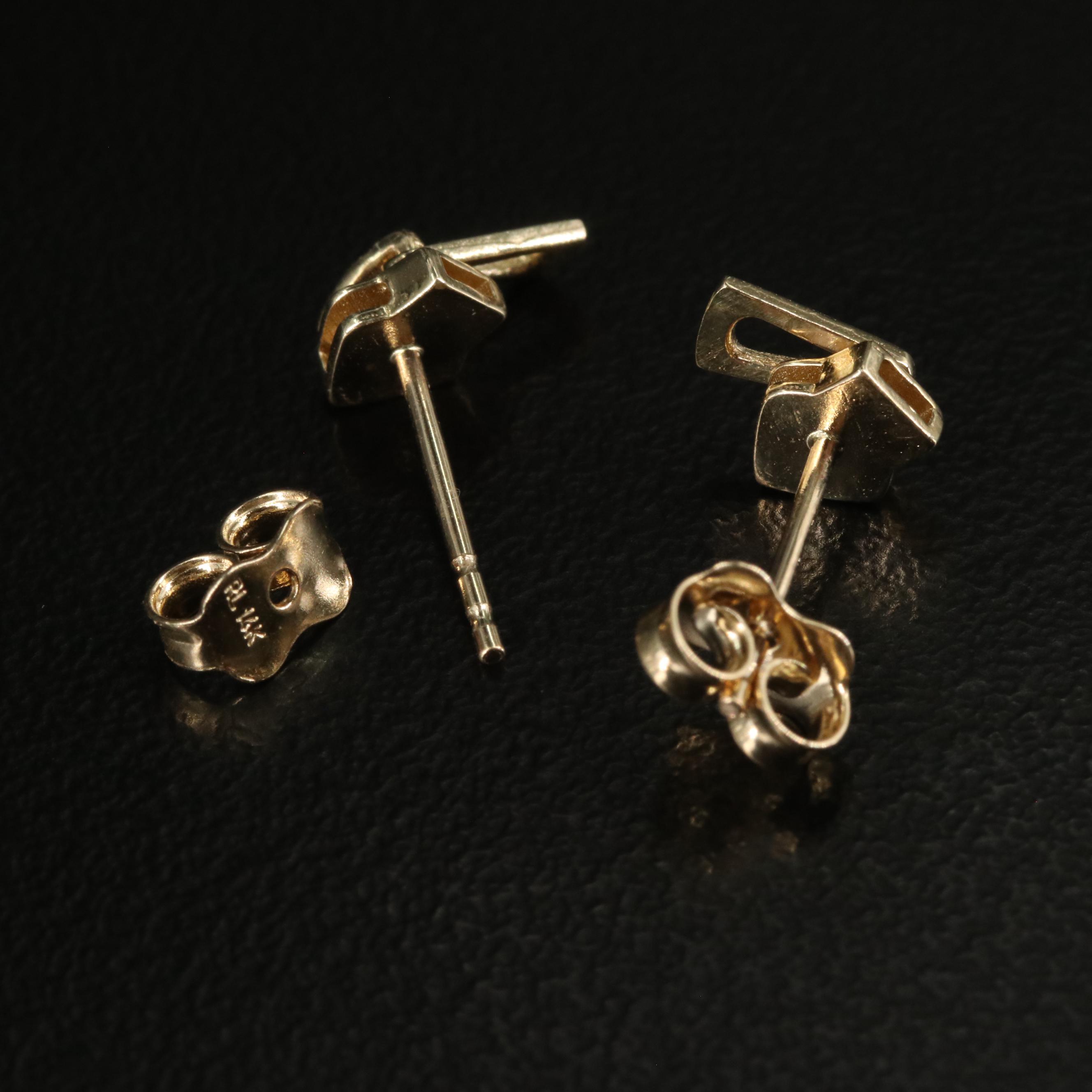 14K Zipper Stud Earrings