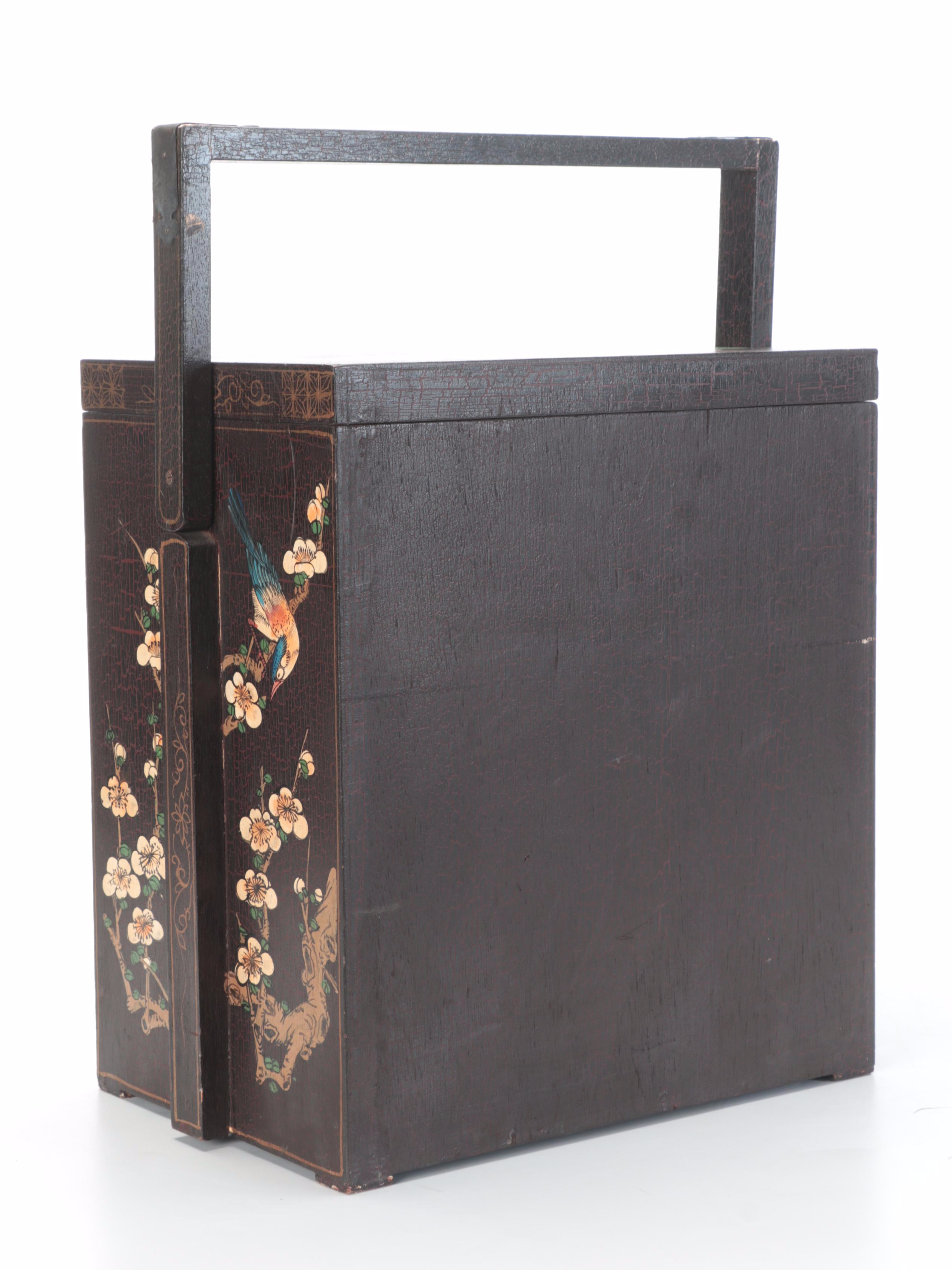 Chinese Hand-Painted Handled Table Top Chest
