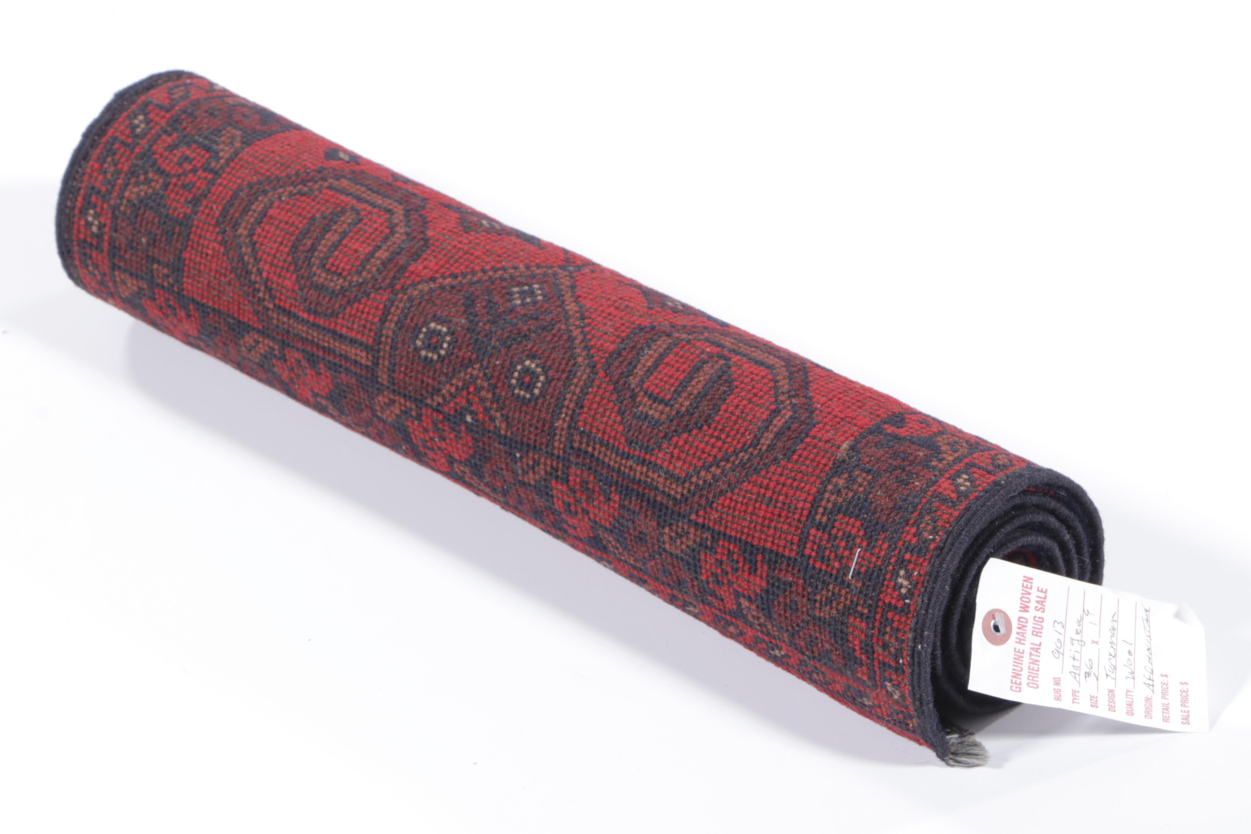 1'9 x 3'7 Hand-Knotted Afghan Turkmen Accent Rug