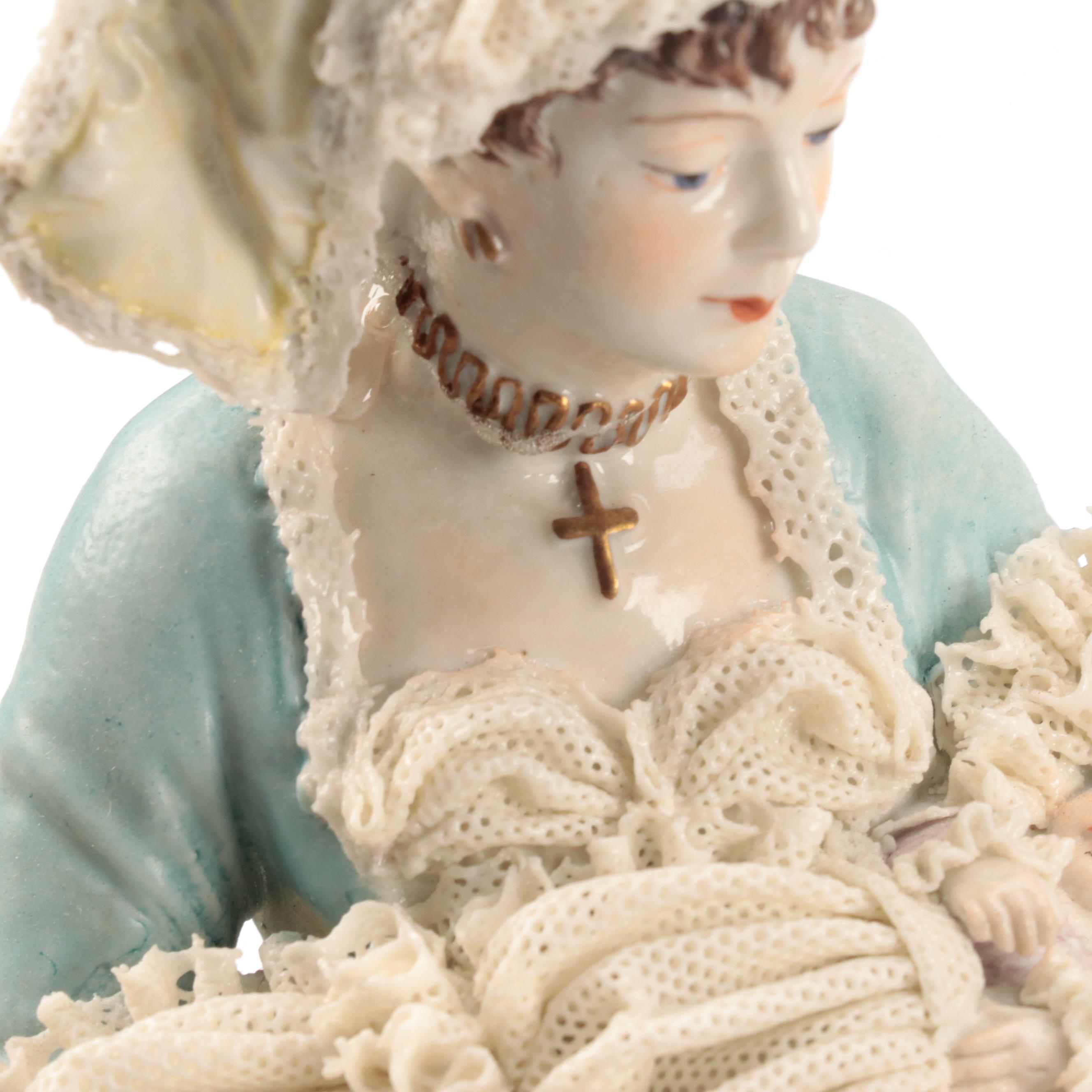 Volkstedt Porcelain Dresden Lace Figural Group