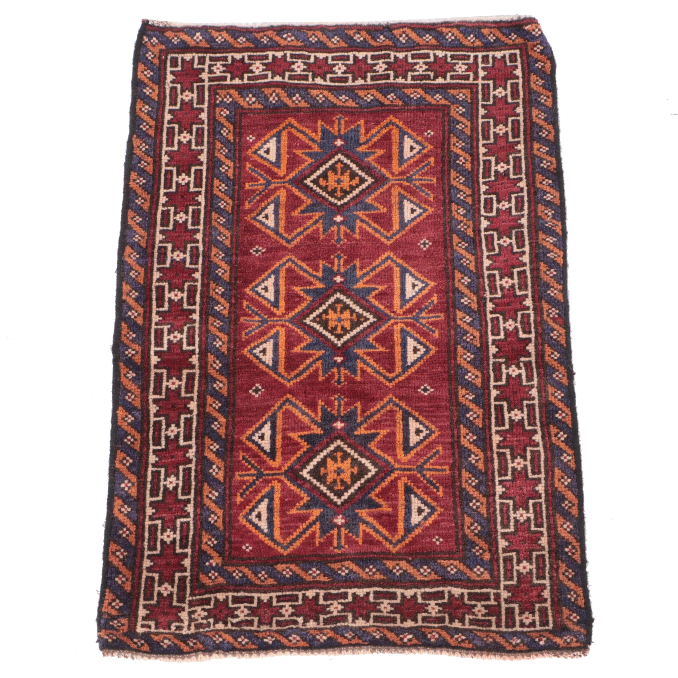 1'9 x 2'8 Hand-Knotted Afghan Baluch Accent Rug