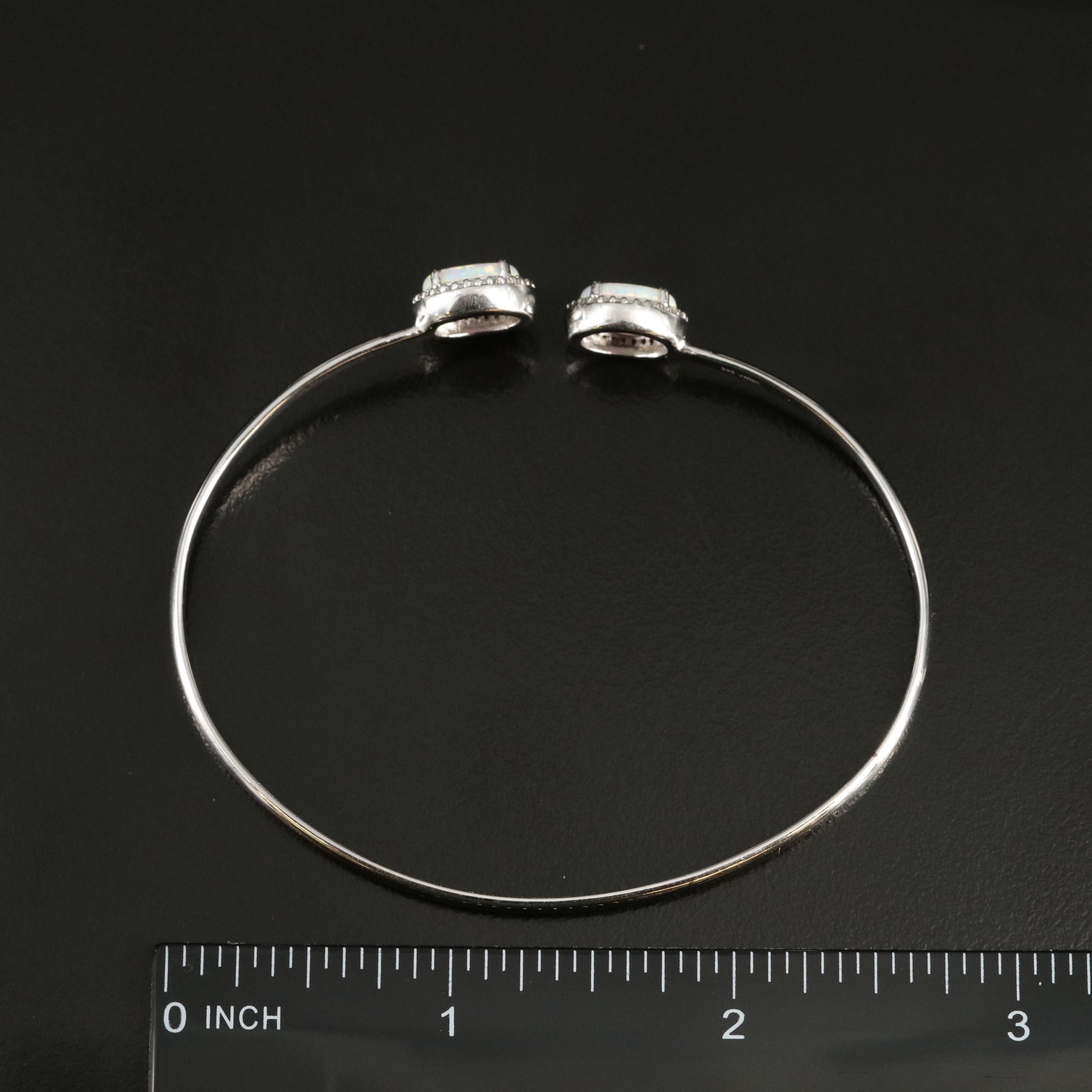 Sterling Opal and Sapphire Open Top Bangle