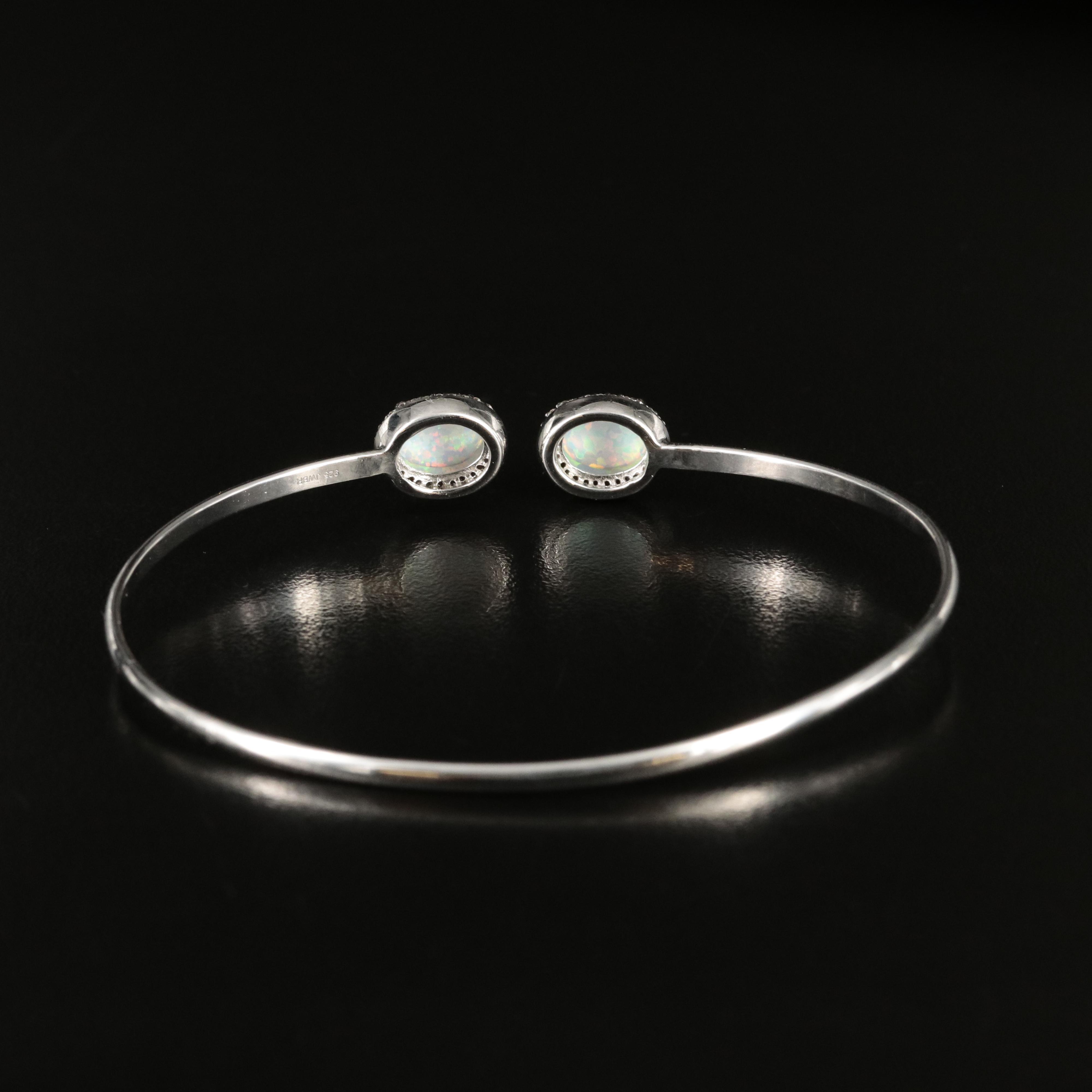 Sterling Opal and Sapphire Open Top Bangle