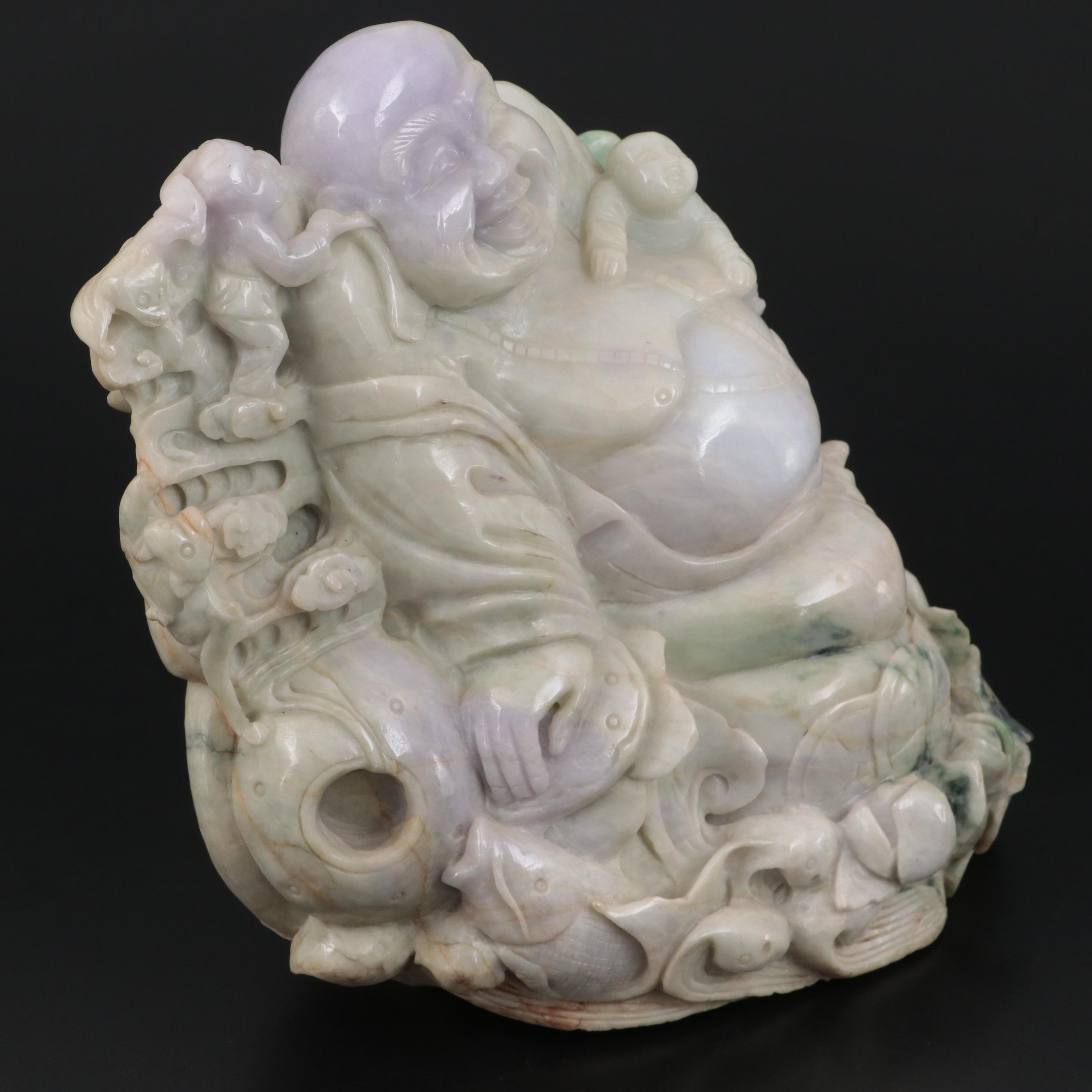 Chinese Carved Jadeite Sculpture of Budai