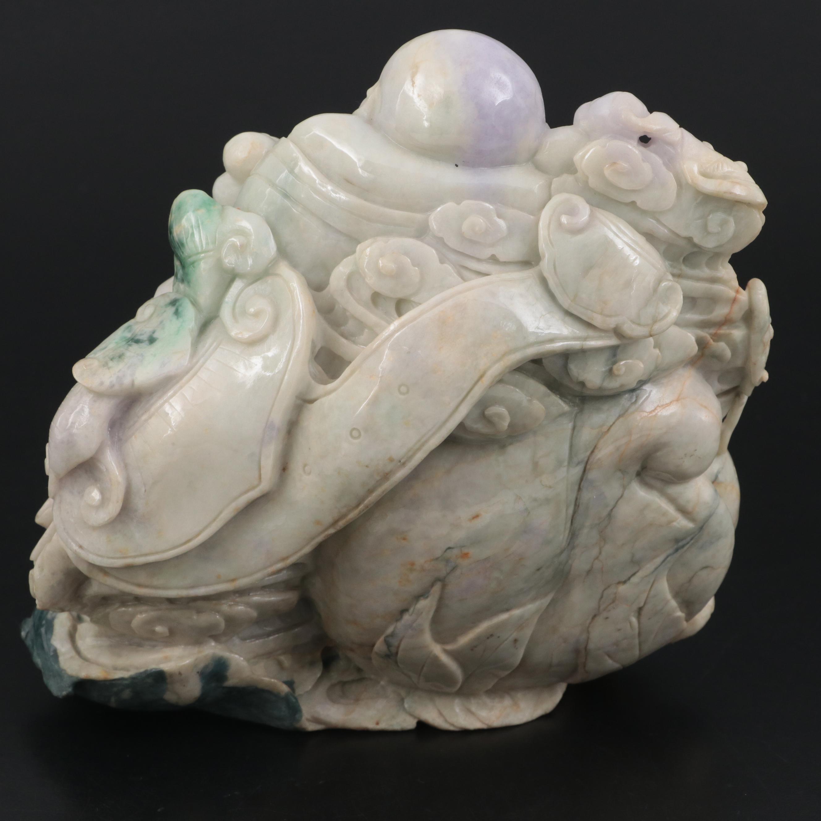 Chinese Carved Jadeite Sculpture of Budai