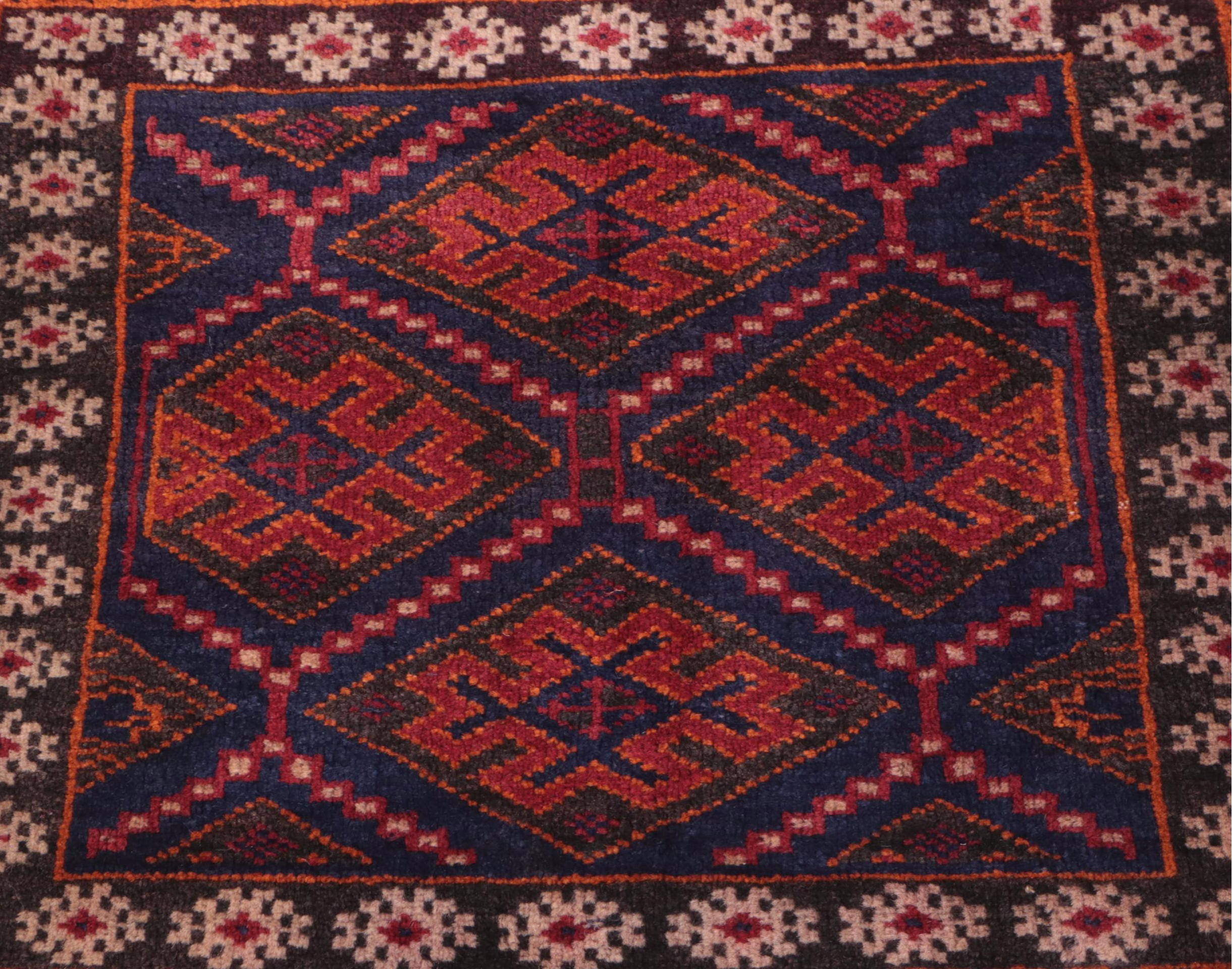 1'8 x 2'1 Hand-Knotted Afghan Baluch Floor Mat