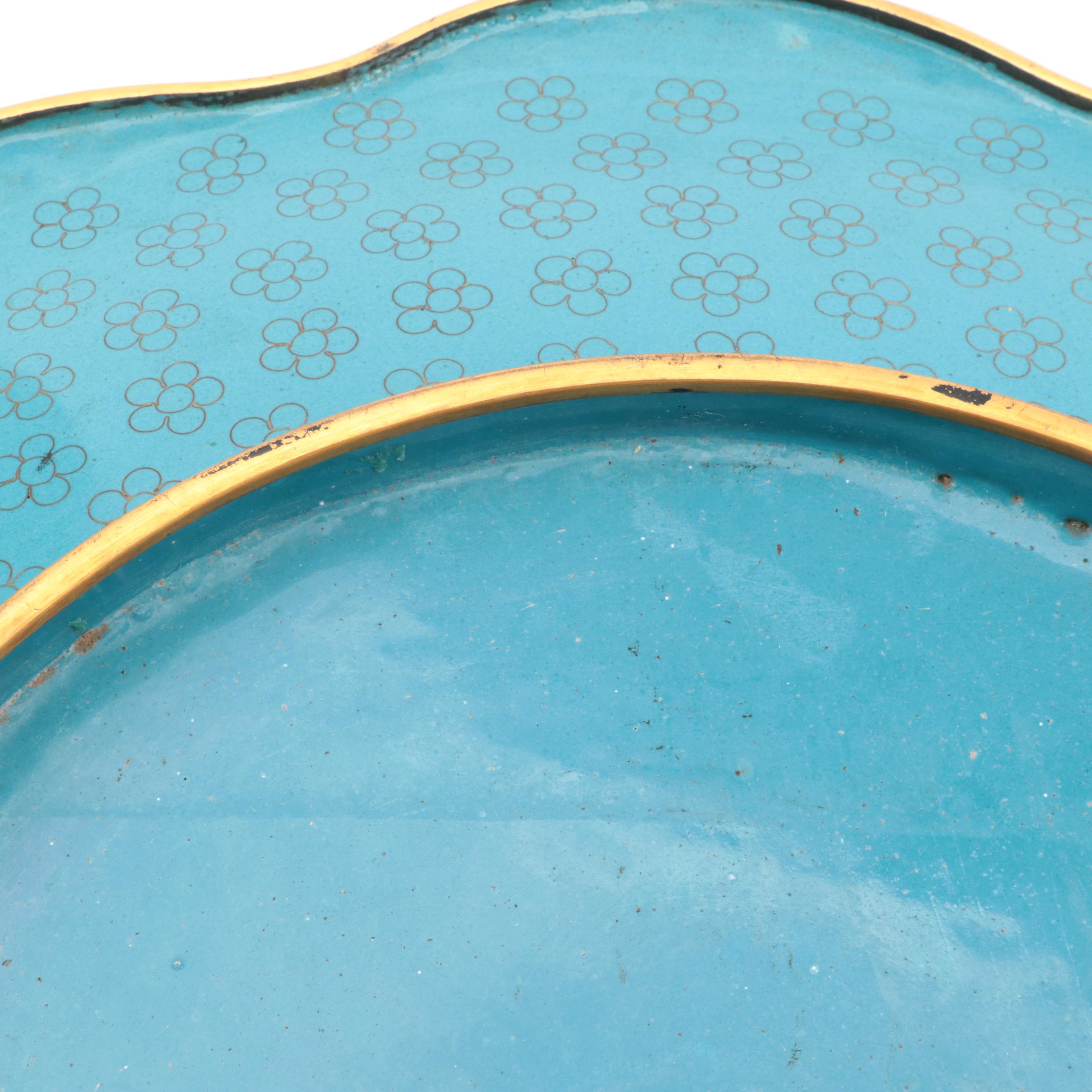 Chinese Cloisonné Plate on Stand