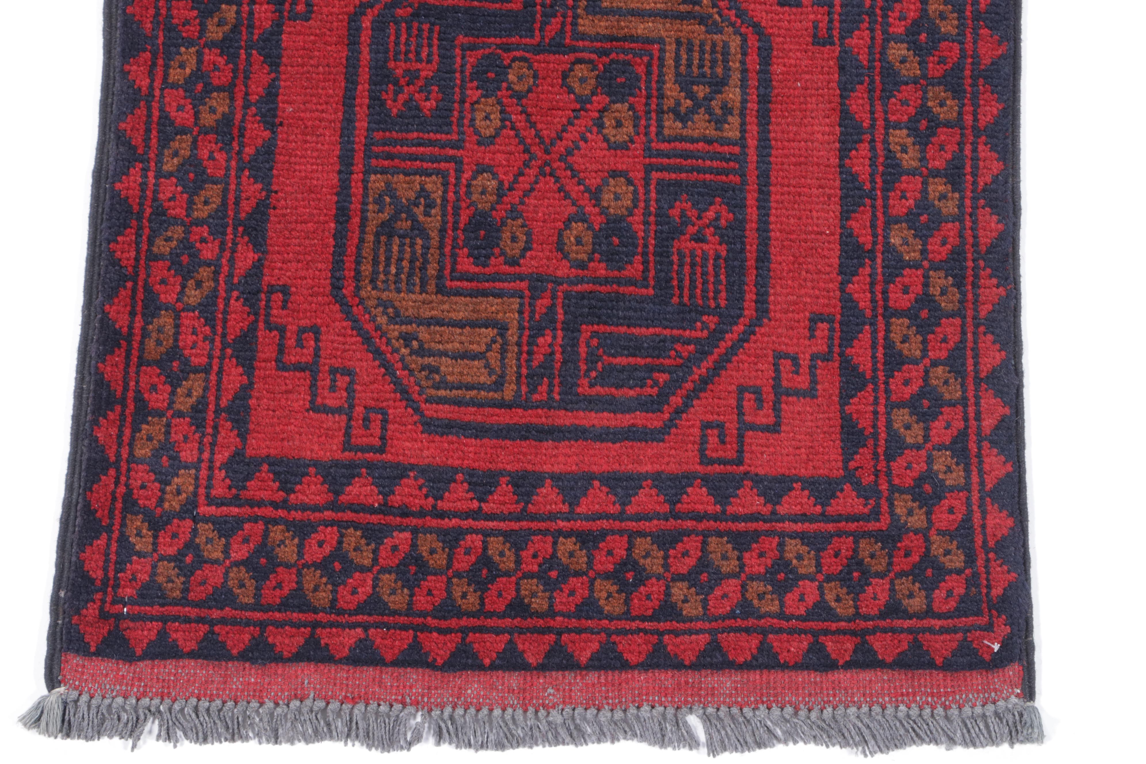1'8 x 5'1 Hand-Knotted Afghan Turkmen Carpet Runner