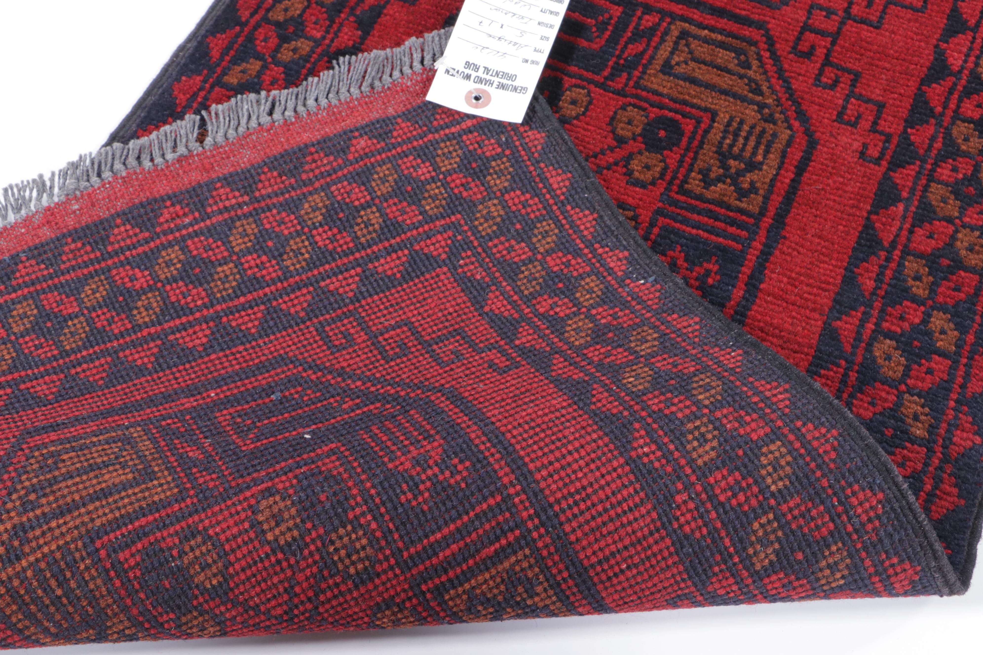 1'8 x 5'1 Hand-Knotted Afghan Turkmen Carpet Runner