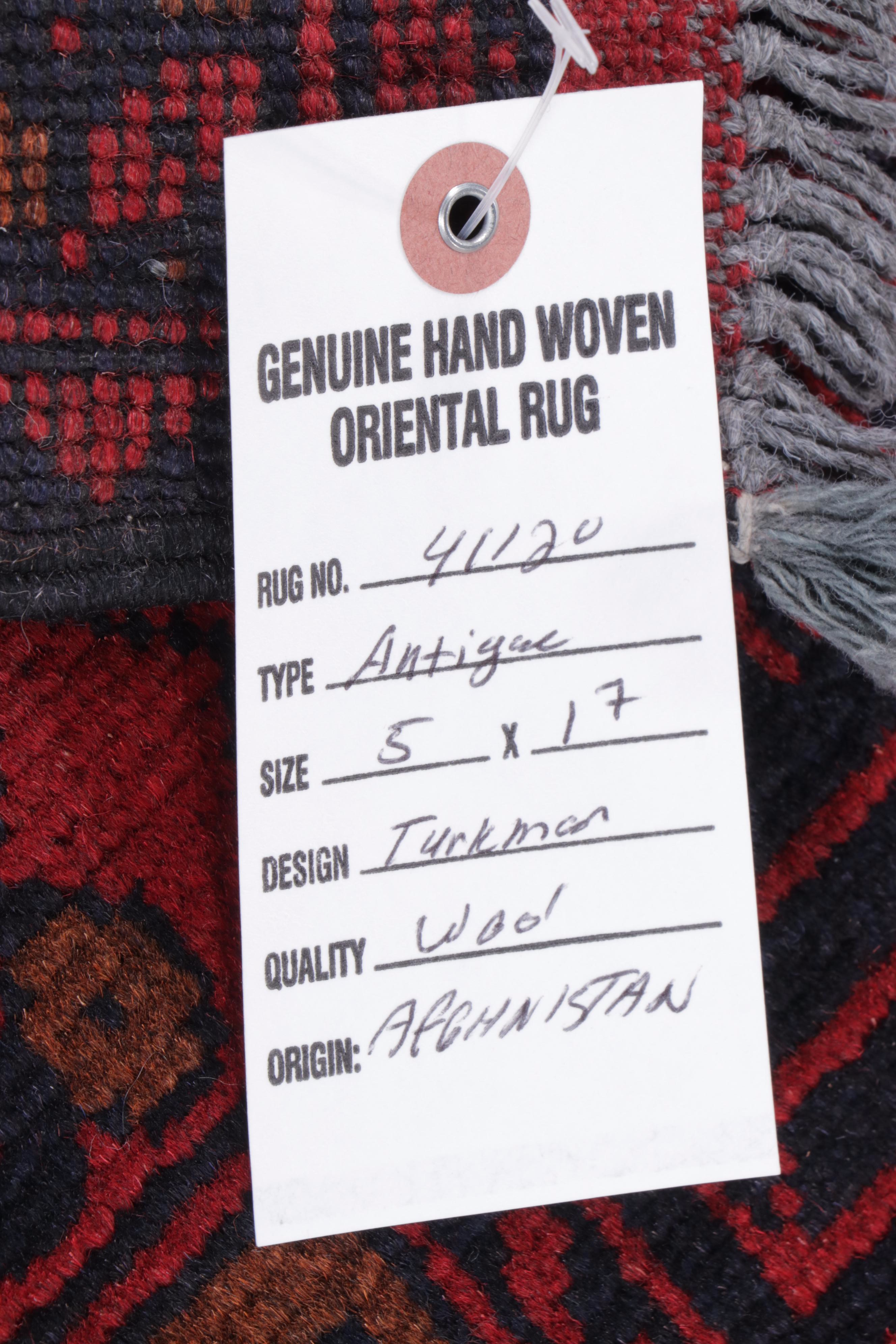 1'8 x 5'1 Hand-Knotted Afghan Turkmen Carpet Runner