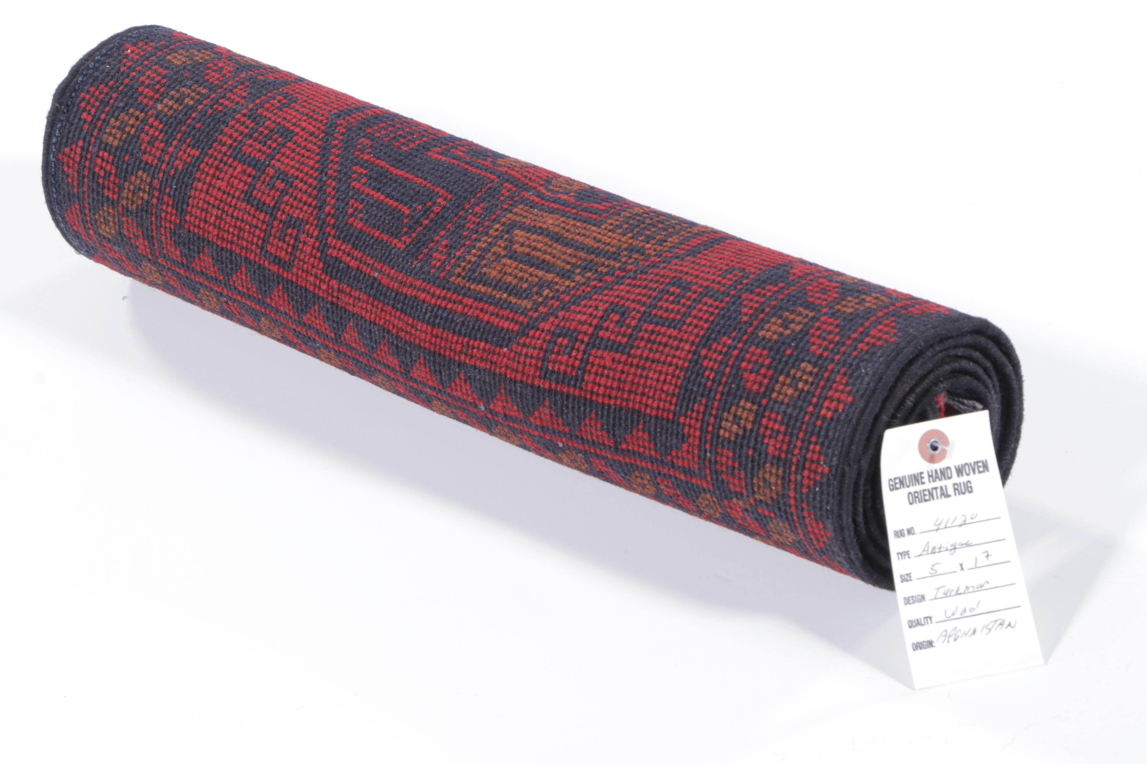 1'8 x 5'1 Hand-Knotted Afghan Turkmen Carpet Runner