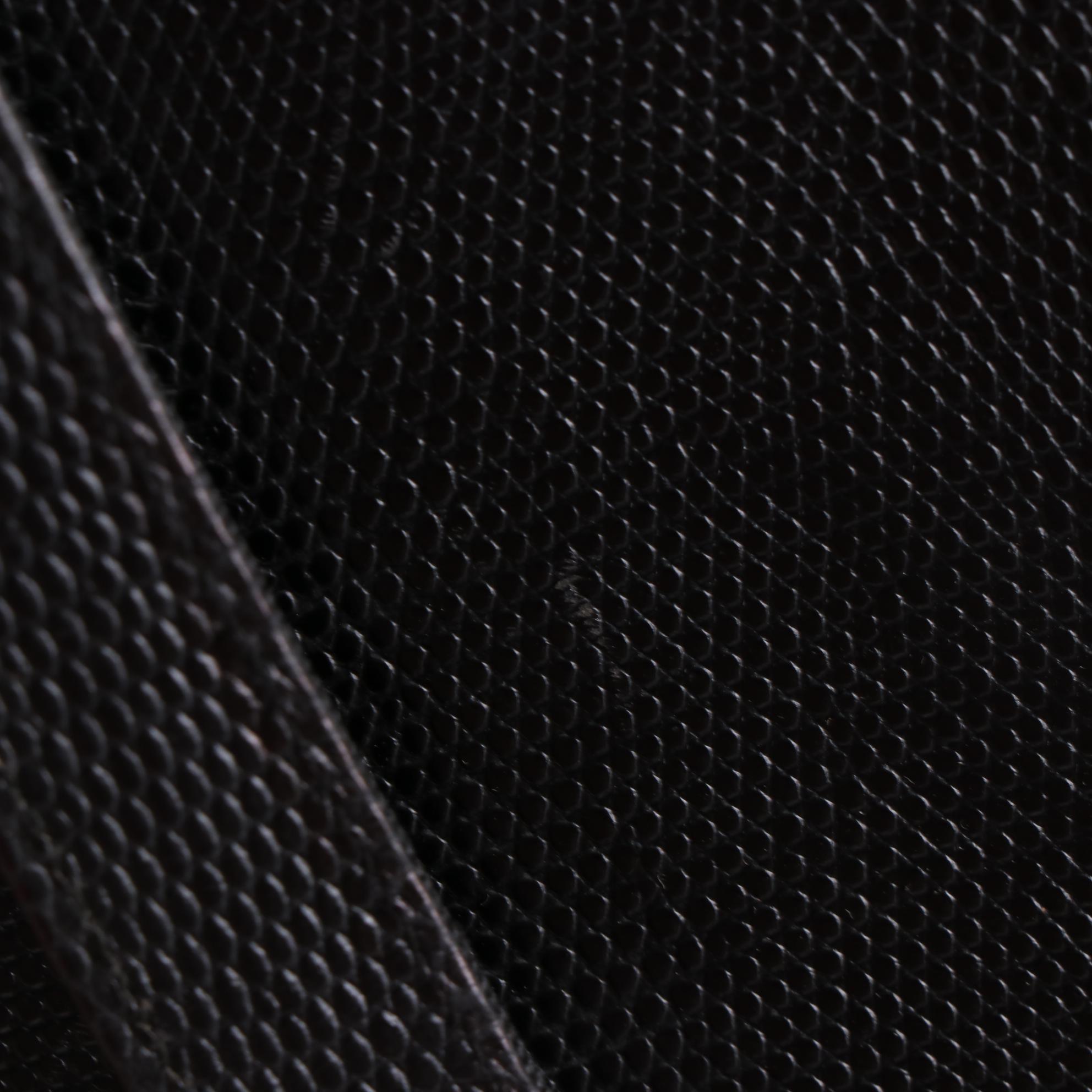 Salvatore Ferragamo Vara Shoulder Tote in Black Lizard Embossed Leather