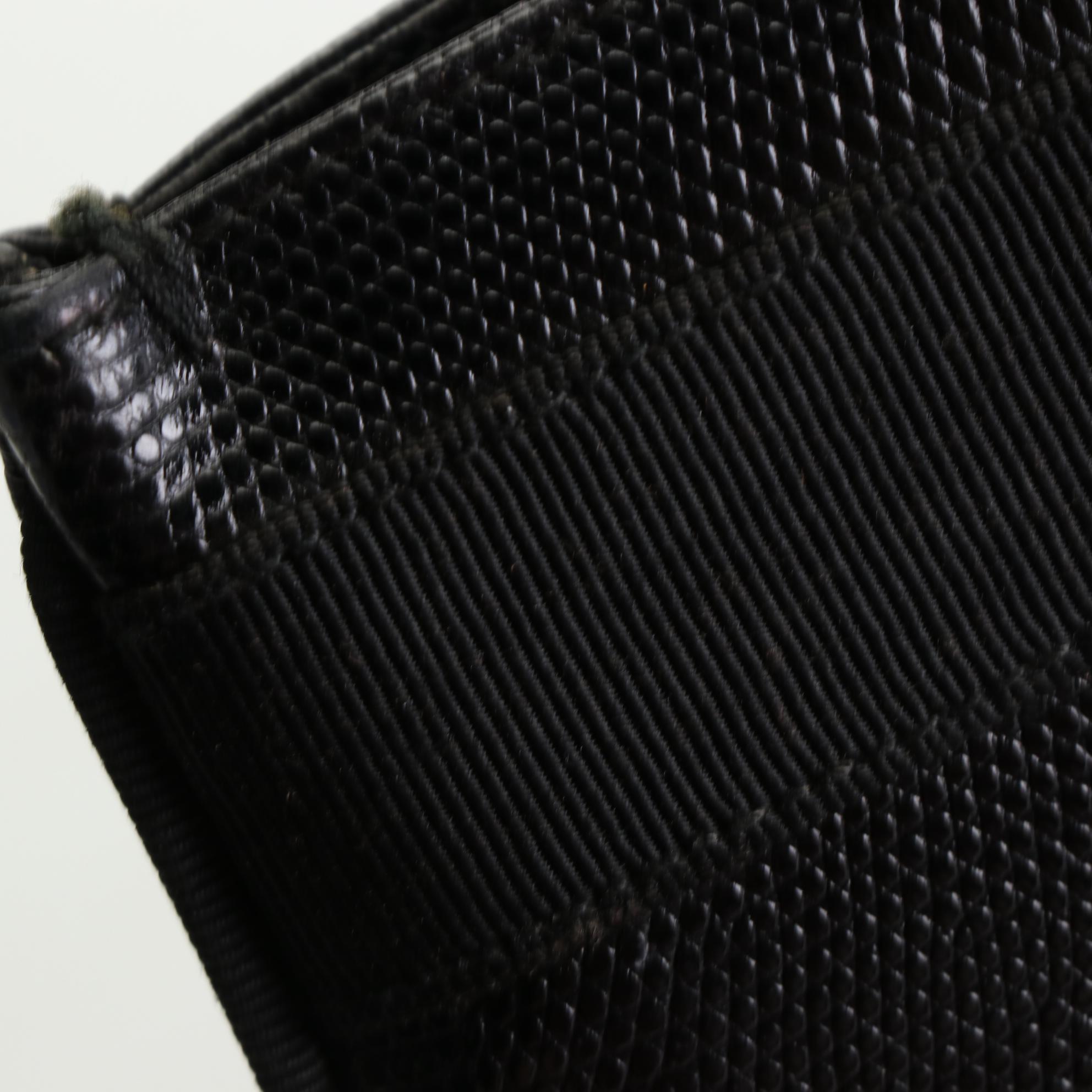 Salvatore Ferragamo Vara Shoulder Tote in Black Lizard Embossed Leather