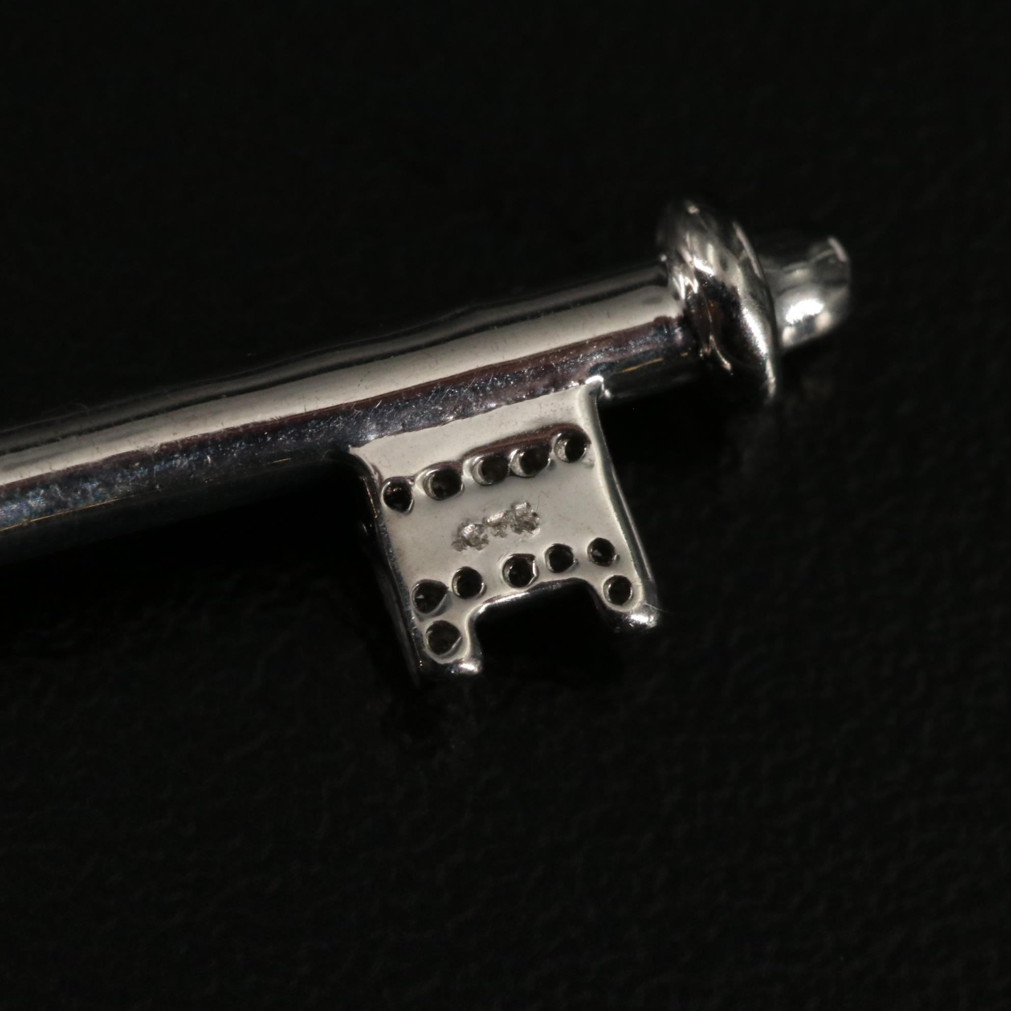 Sterling 0.34 CTW Diamond Key Pendant Necklace