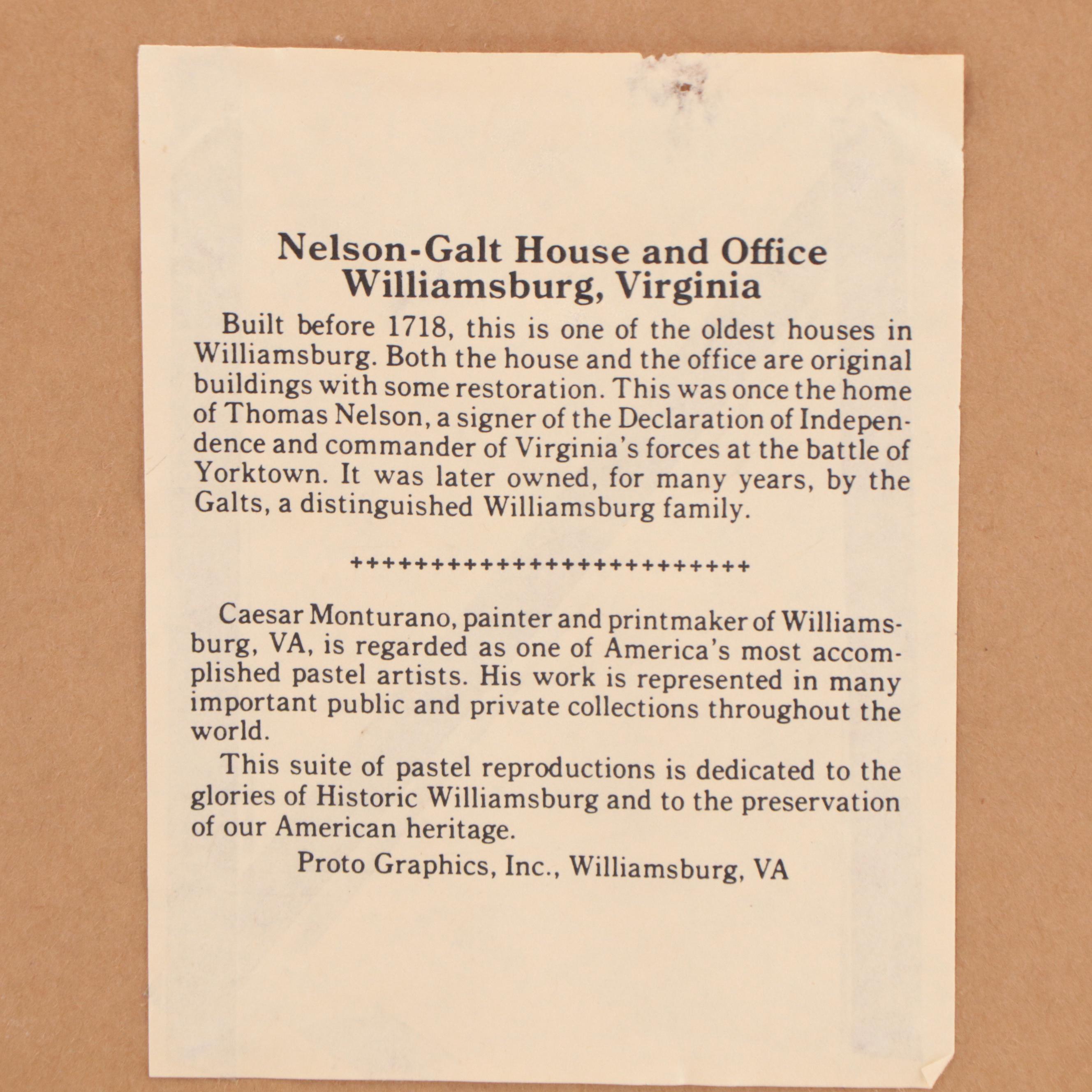 Offset Lithograph After Caesar Monturano of Nelson-Galt House and Office