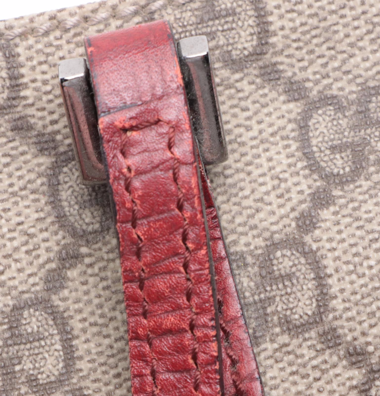 Gucci Tote Bag in GG Supreme Canvas with Red Leather Trim