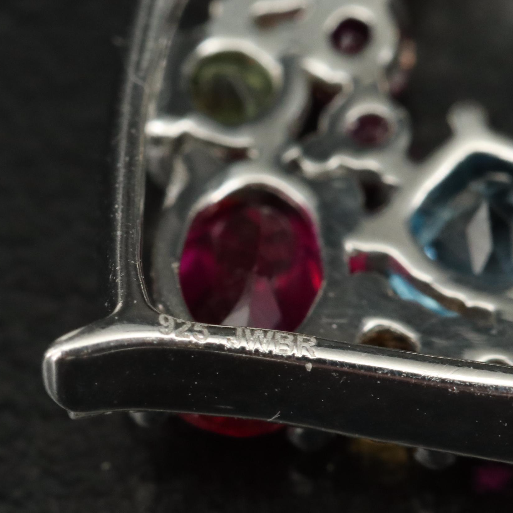 Sterling Ruby, Topaz and Gemstone Heart Pendant Necklace