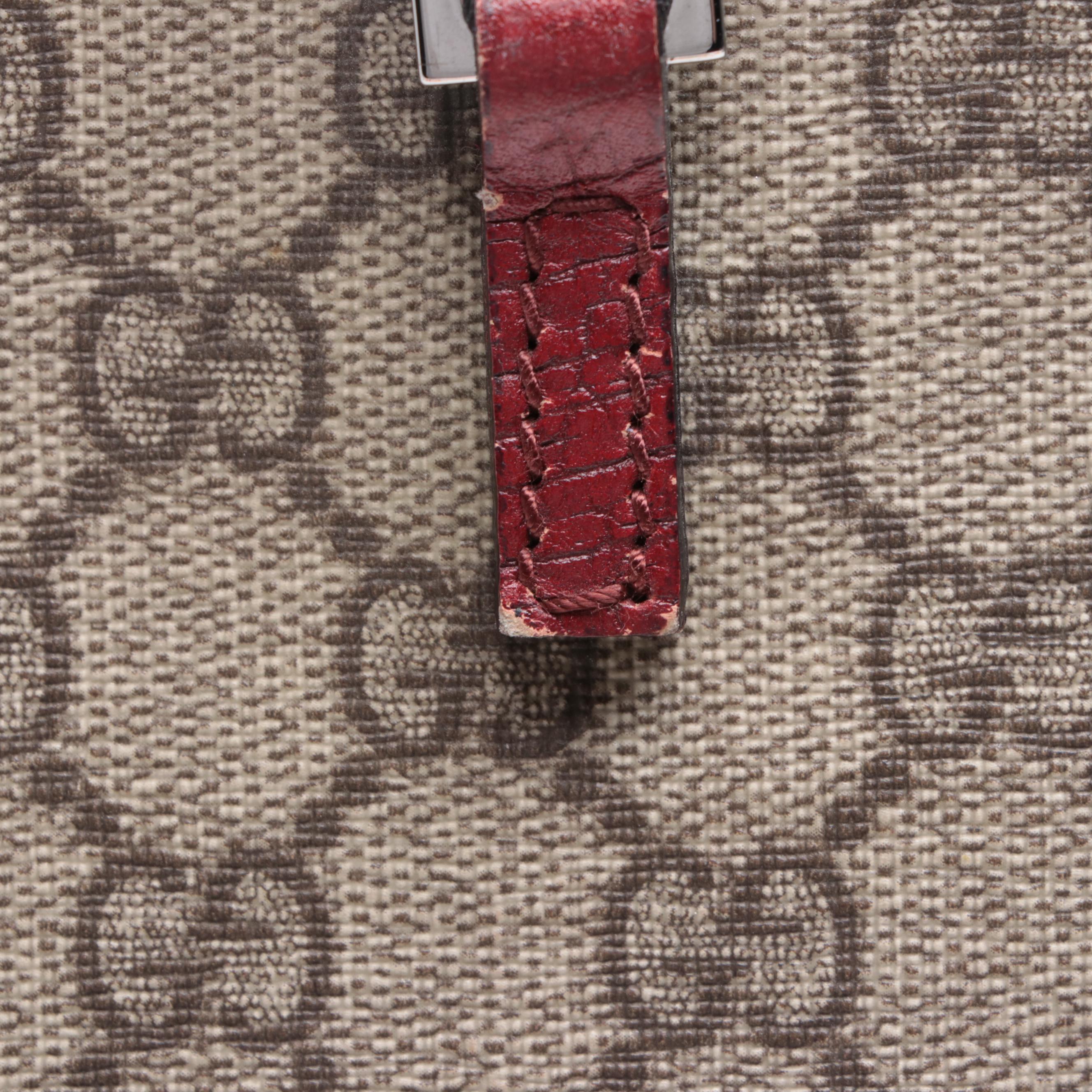 Gucci Tote Bag in GG Supreme Canvas with Red Leather Trim