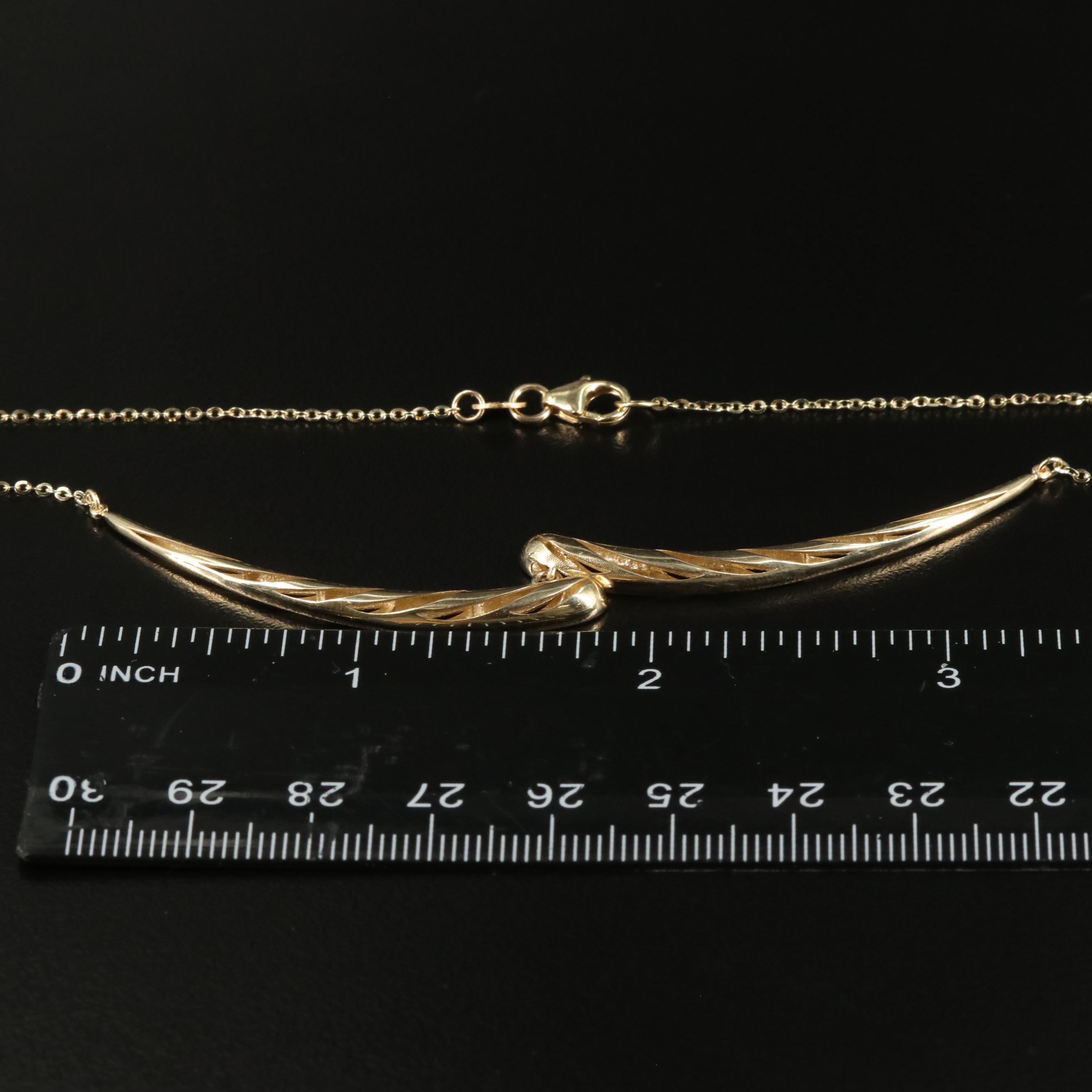 14K Curved Cut Out Bar Necklace