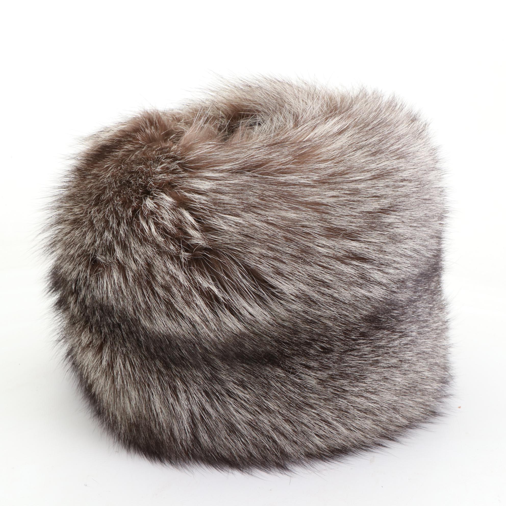 Adrienne Landau Fox Fur Collar with Fox Fur Muff, Headband, and Faux Fur Collar