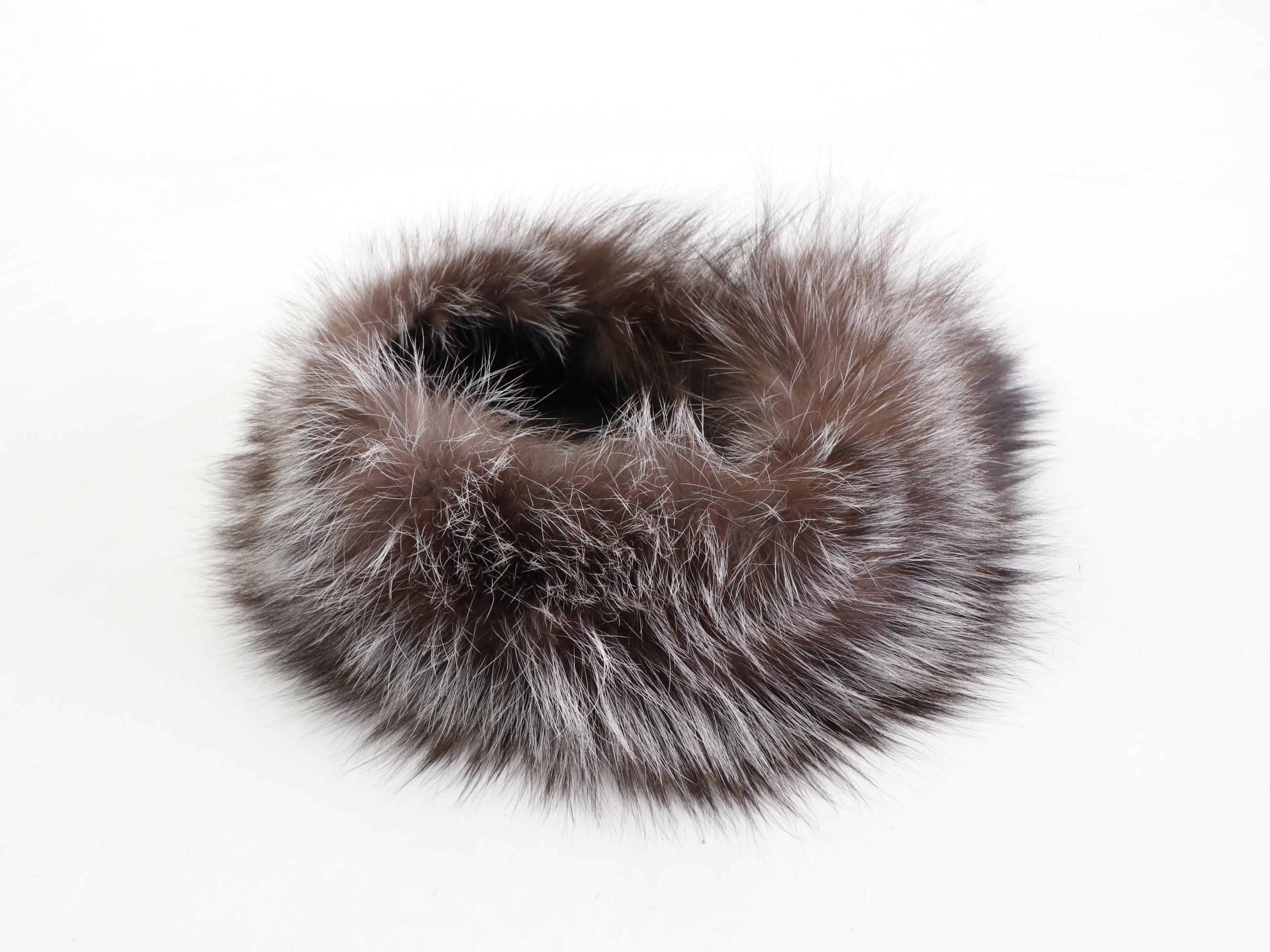 Adrienne Landau Fox Fur Collar with Fox Fur Muff, Headband, and Faux Fur Collar