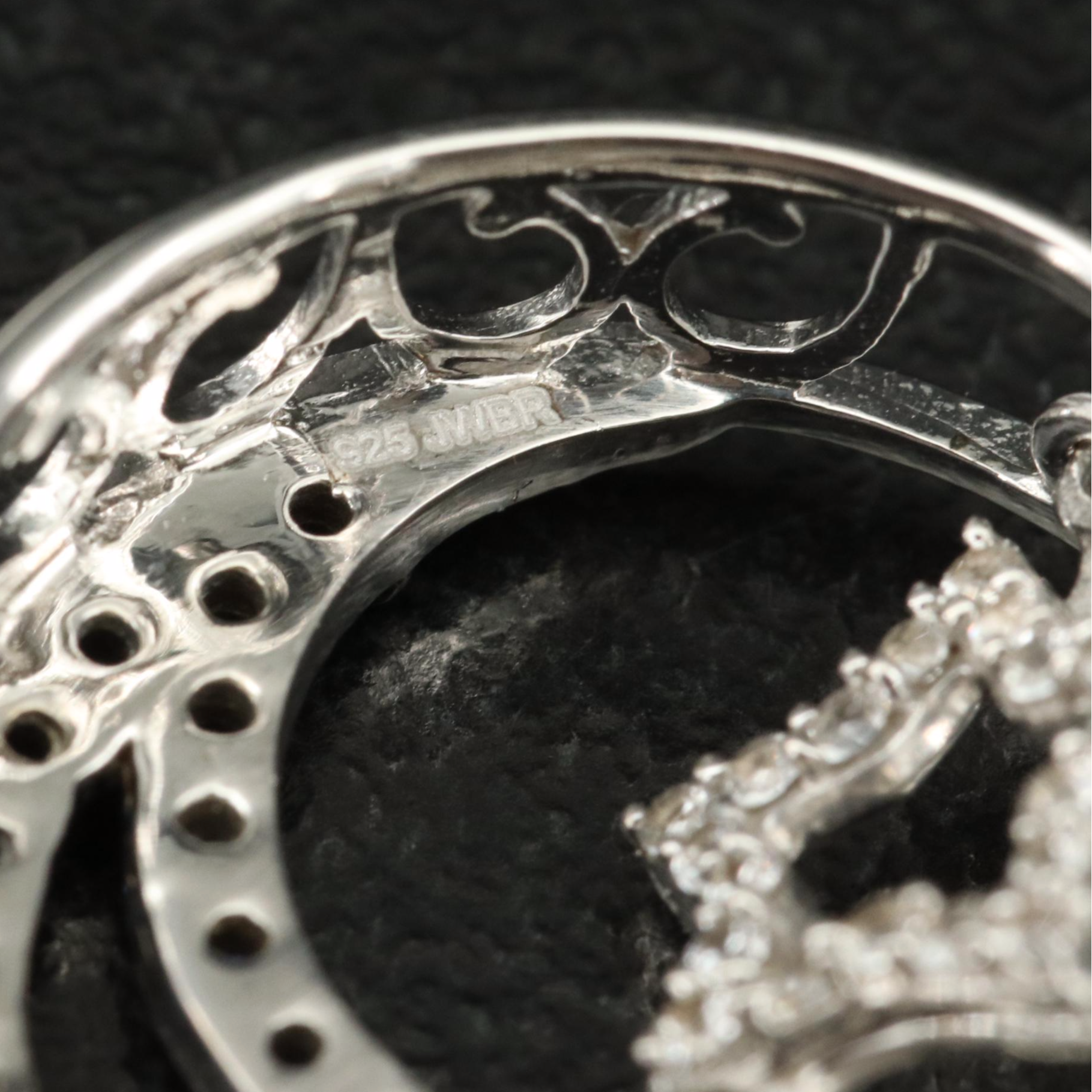 Sterling Sapphire and White Sapphire Crescent and Articulated Star Necklace