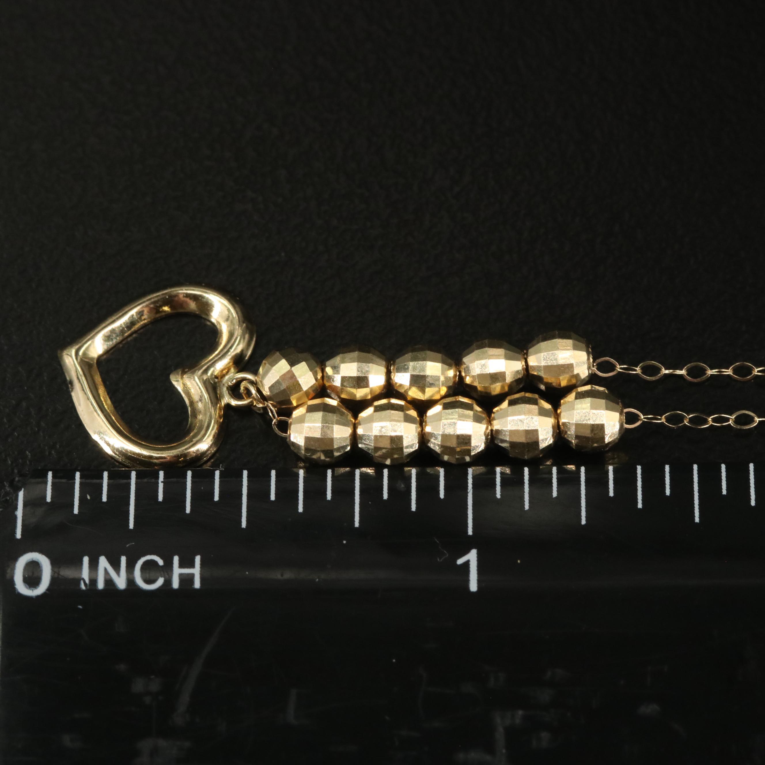 14K Beads with Heart Pendant Necklace