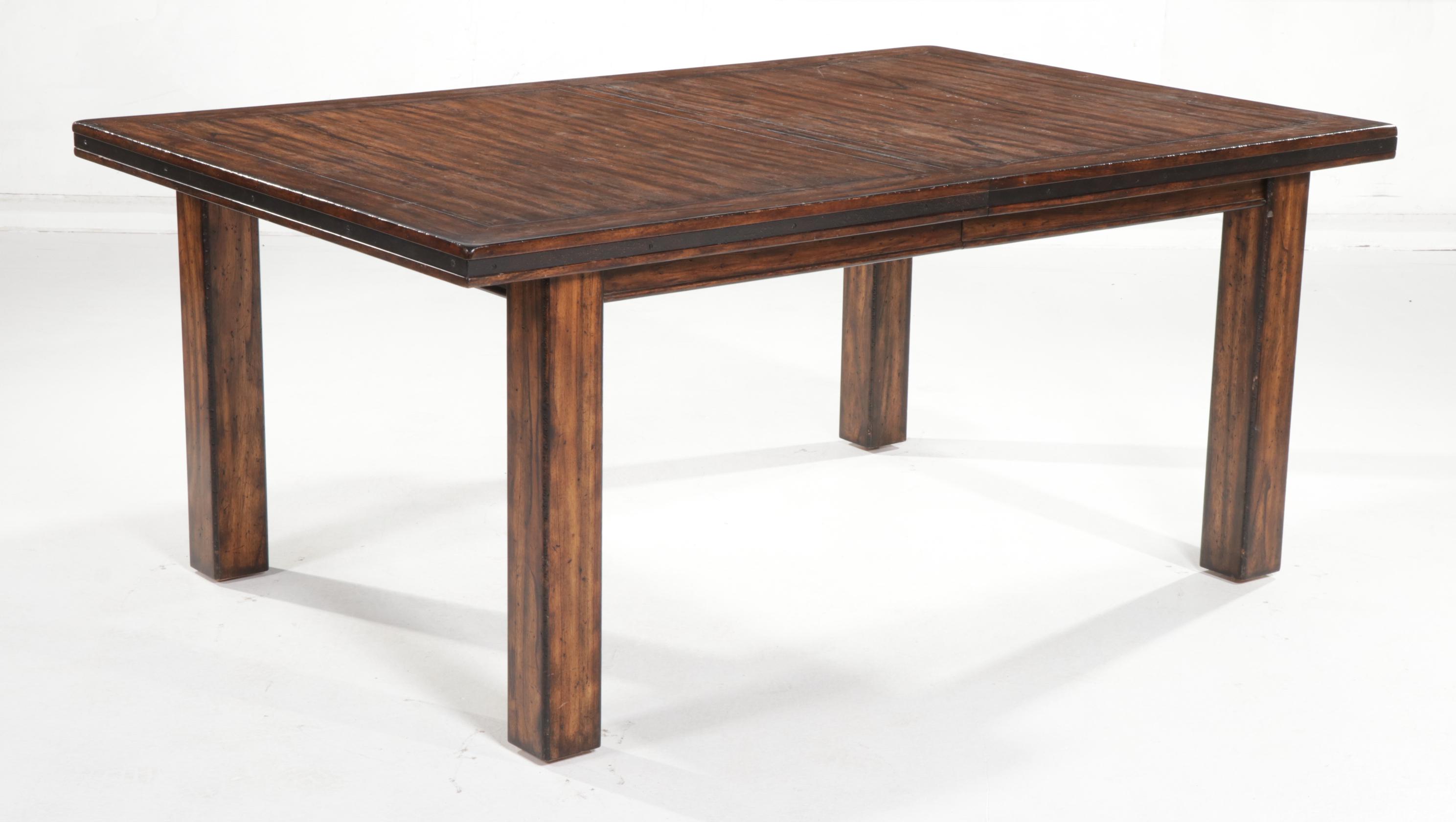 Stanley Furniture Extension Dining Table and Eight Brass-Tacked Chairs