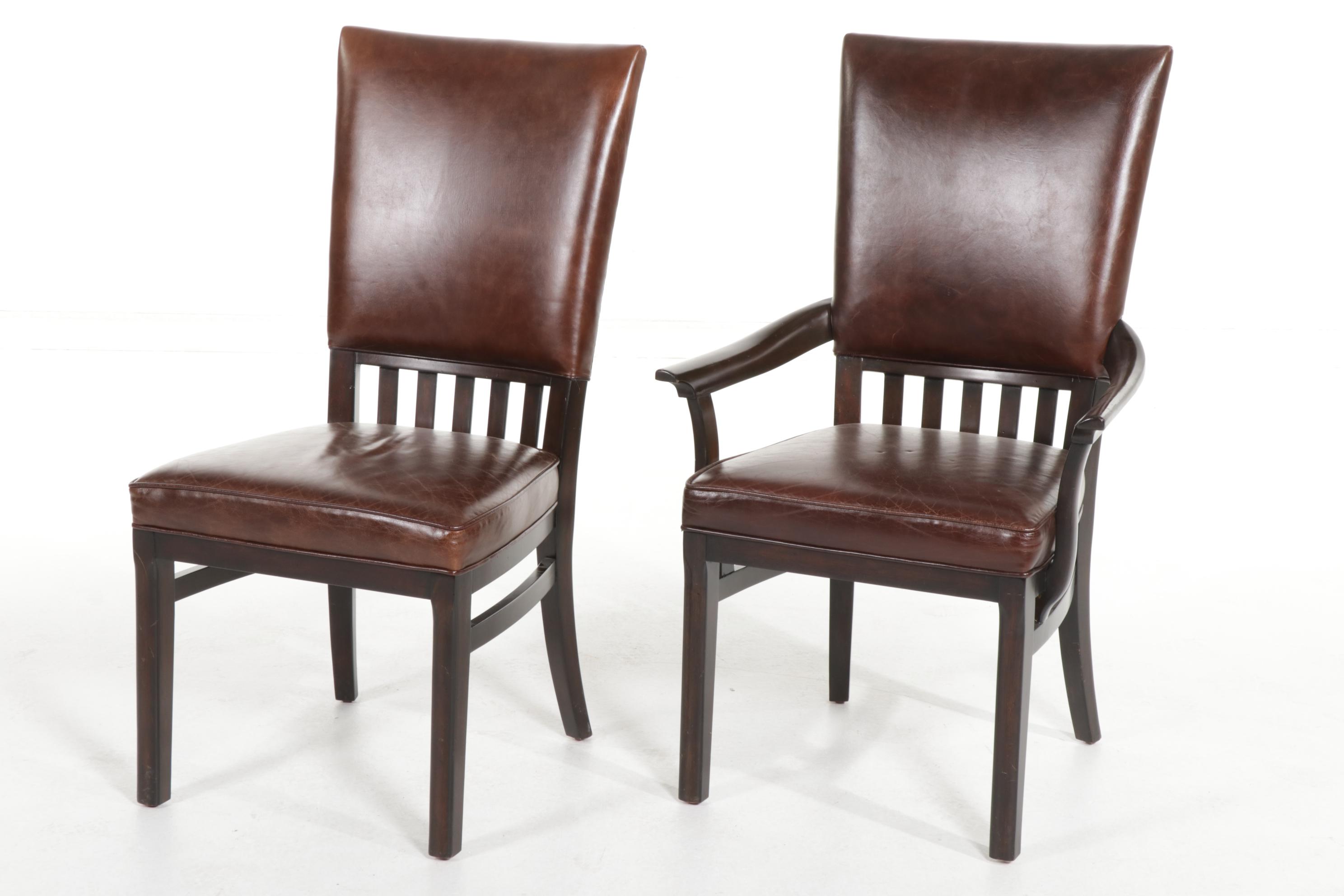 Stanley Furniture Extension Dining Table and Eight Brass-Tacked Chairs