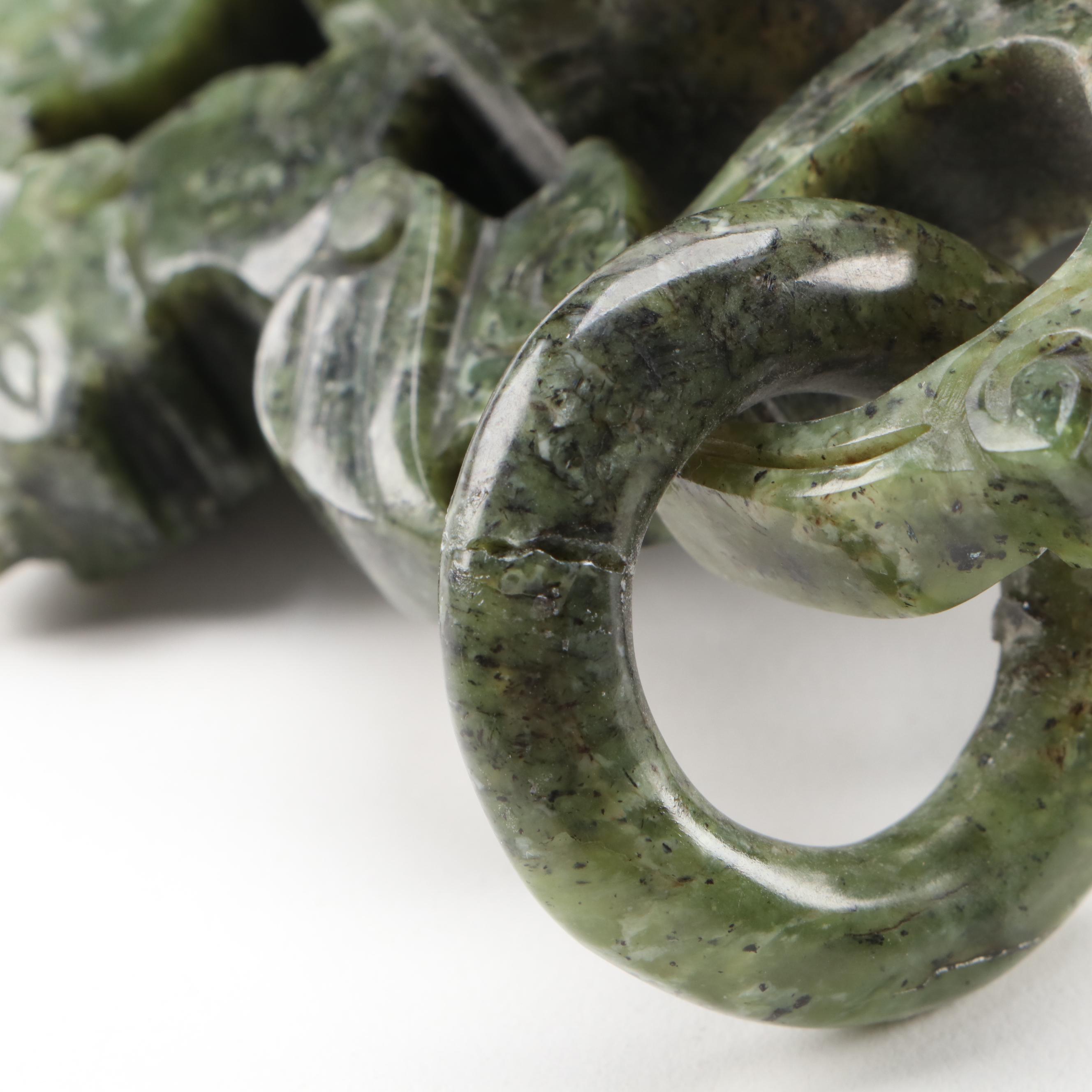 Chinese Carved Serpentine Covered Censer with Deer and Ring Handles