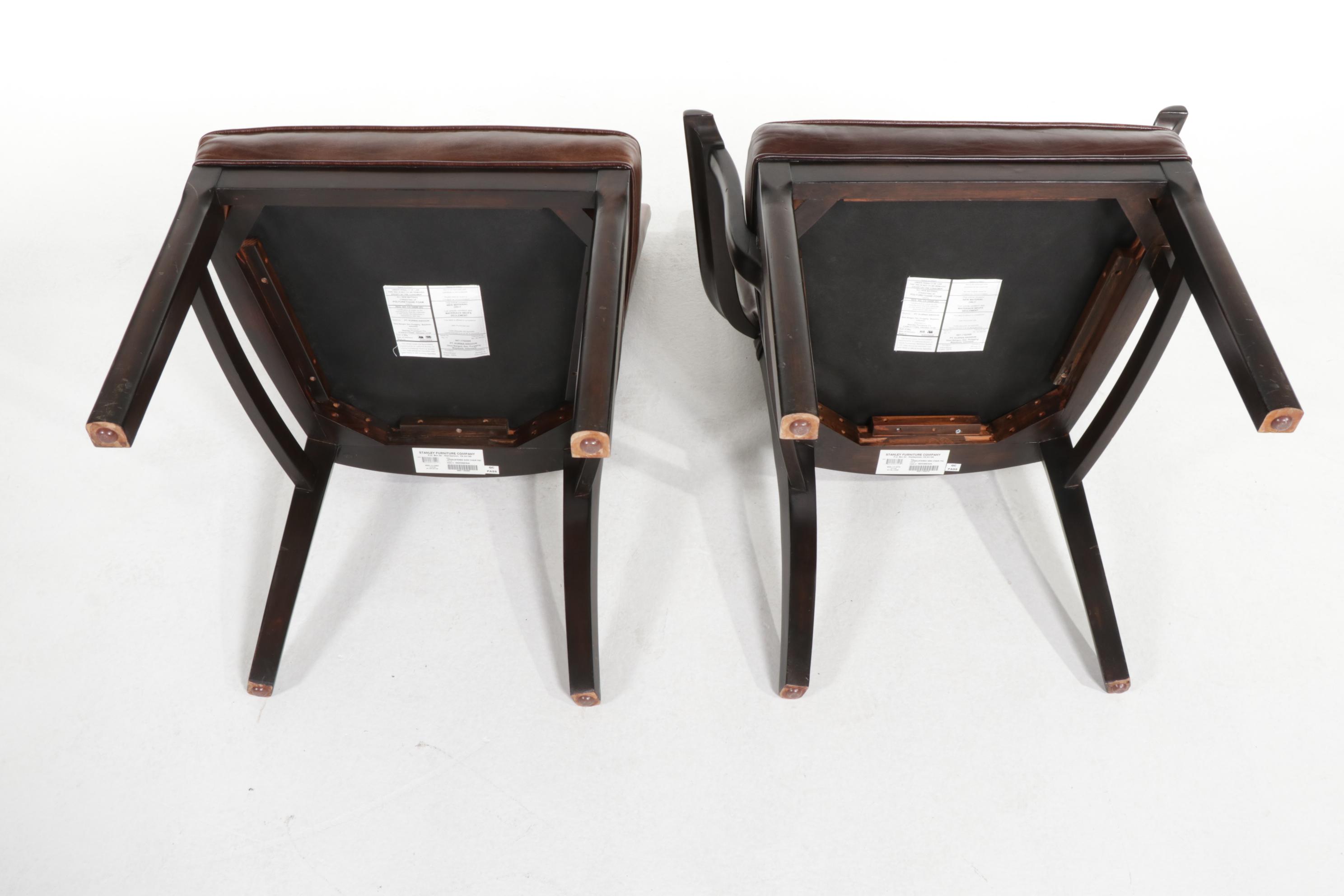 Stanley Furniture Extension Dining Table and Eight Brass-Tacked Chairs