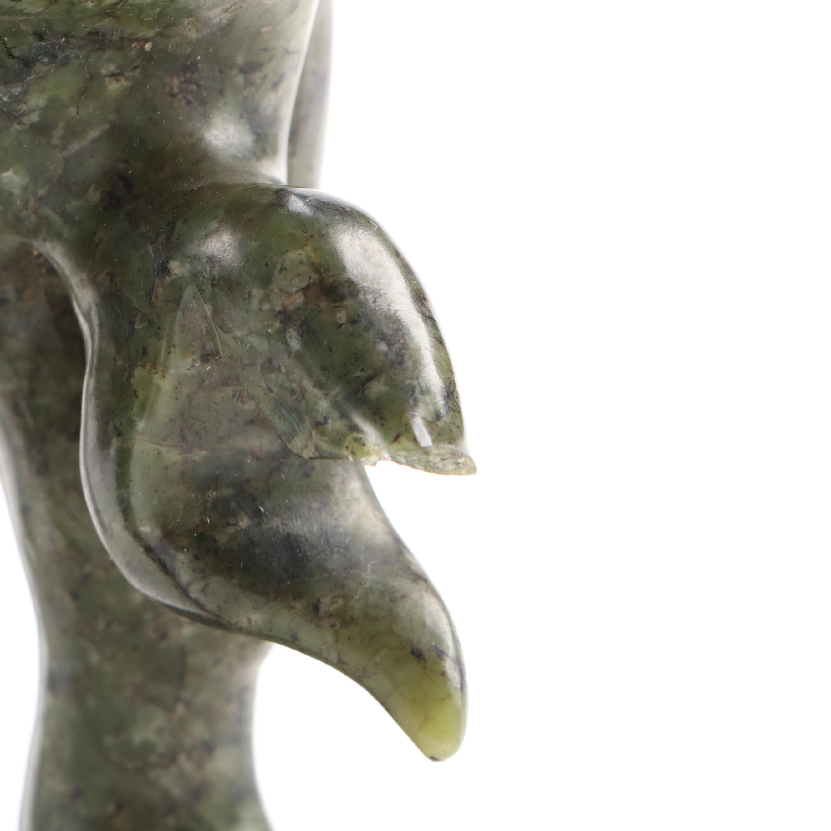 Chinese Carved Serpentine Covered Censer with Deer and Ring Handles