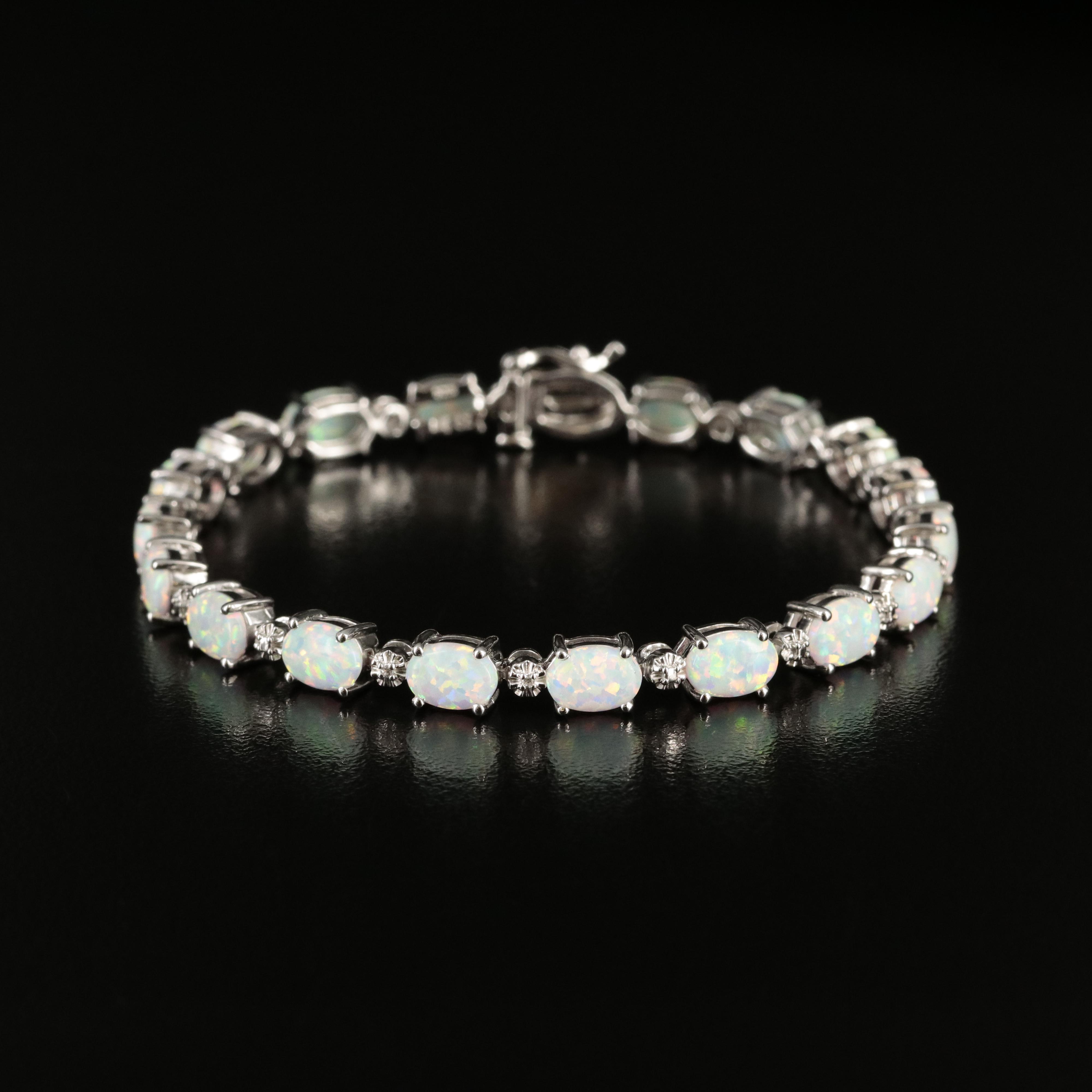 Sterling Opal and Cubic Zirconia Bracelet