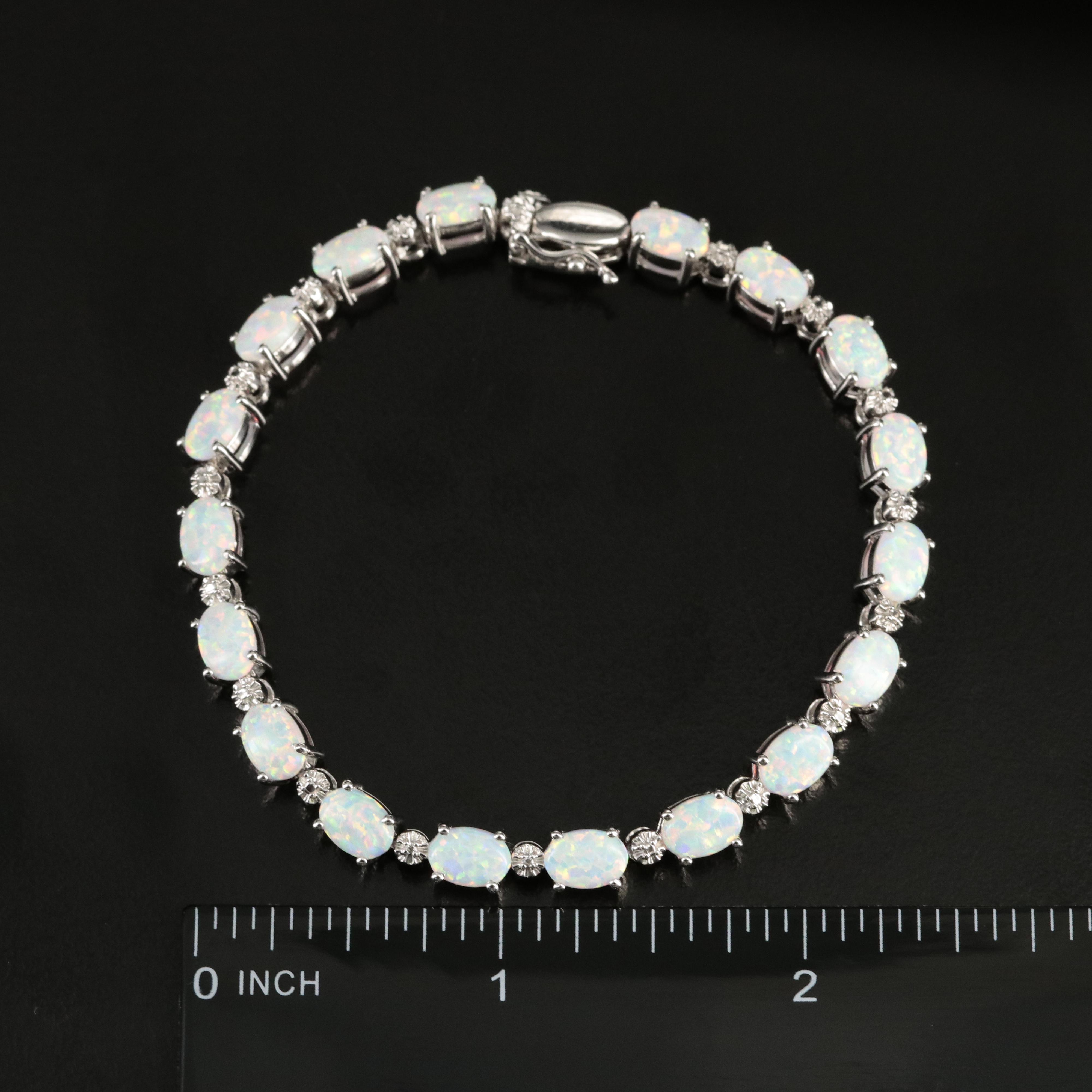 Sterling Opal and Cubic Zirconia Bracelet