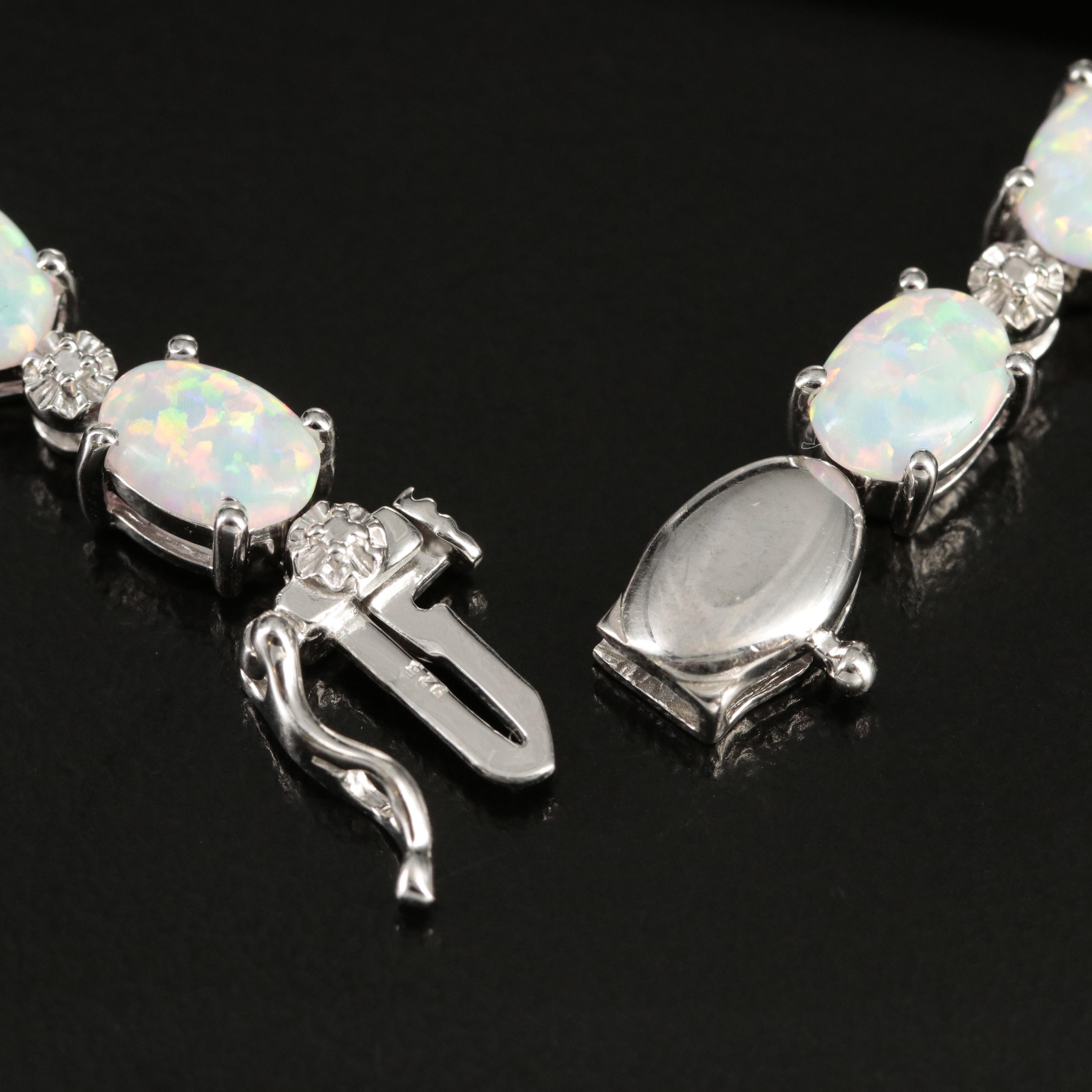 Sterling Opal and Cubic Zirconia Bracelet