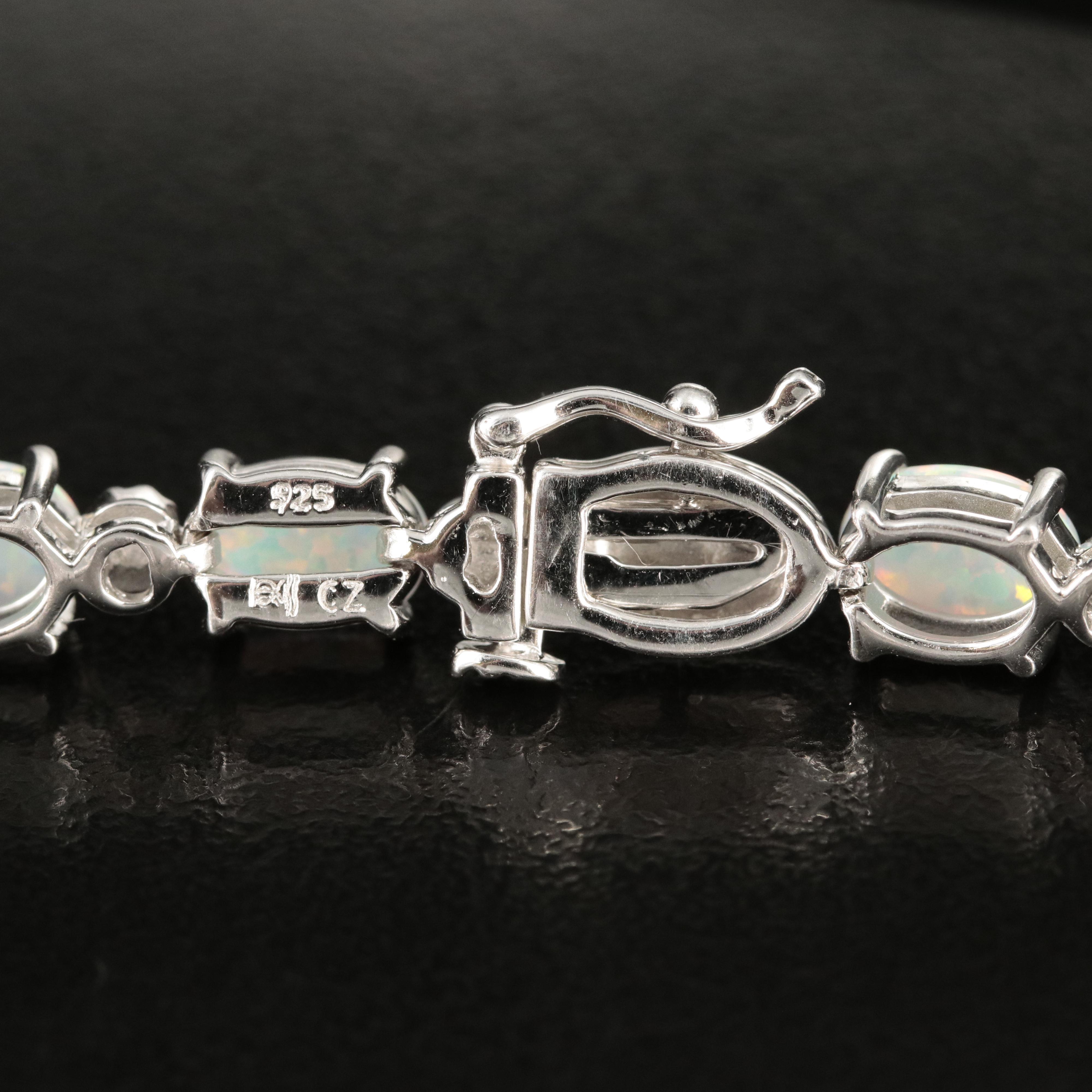 Sterling Opal and Cubic Zirconia Bracelet