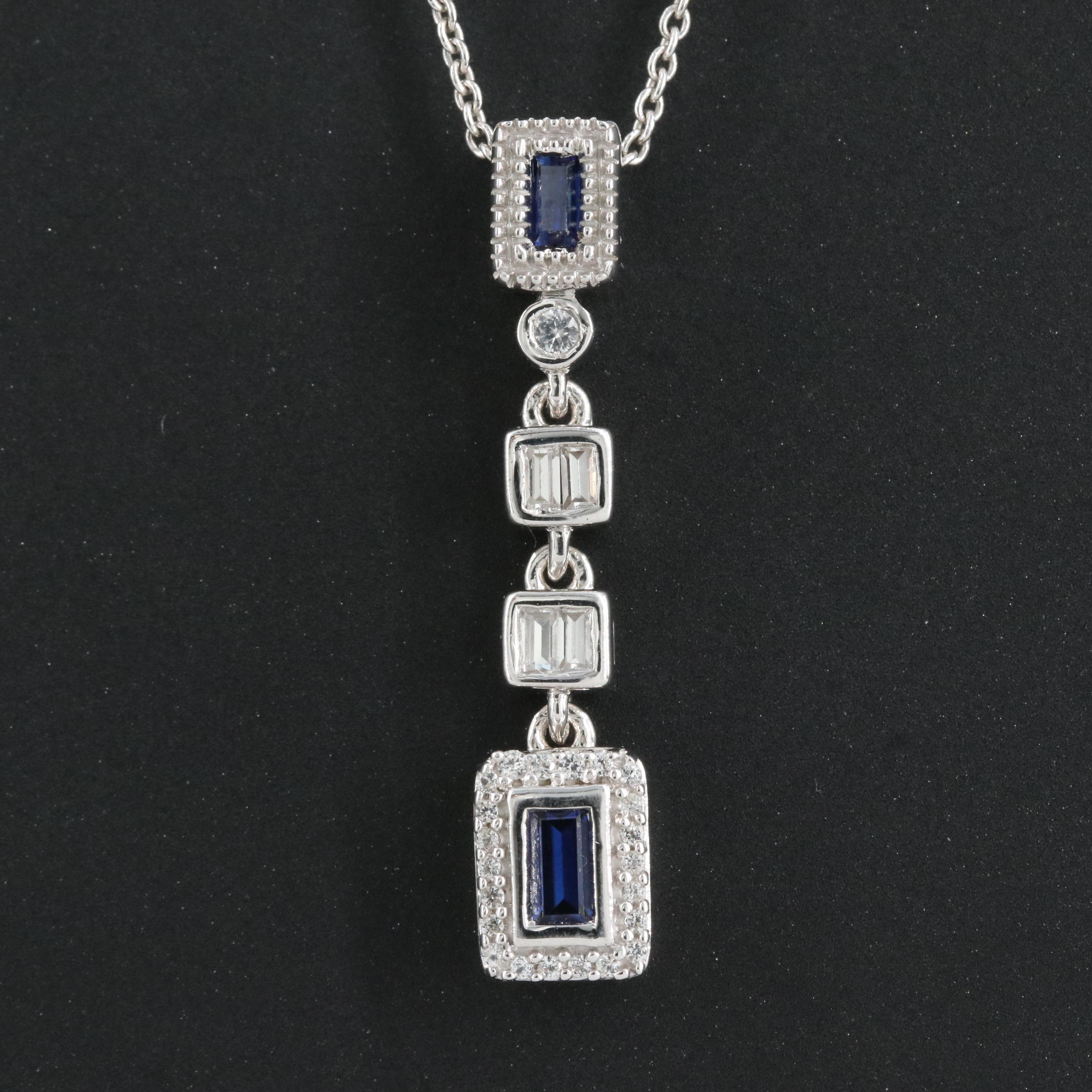 Sterling Sapphire Pendant Necklace