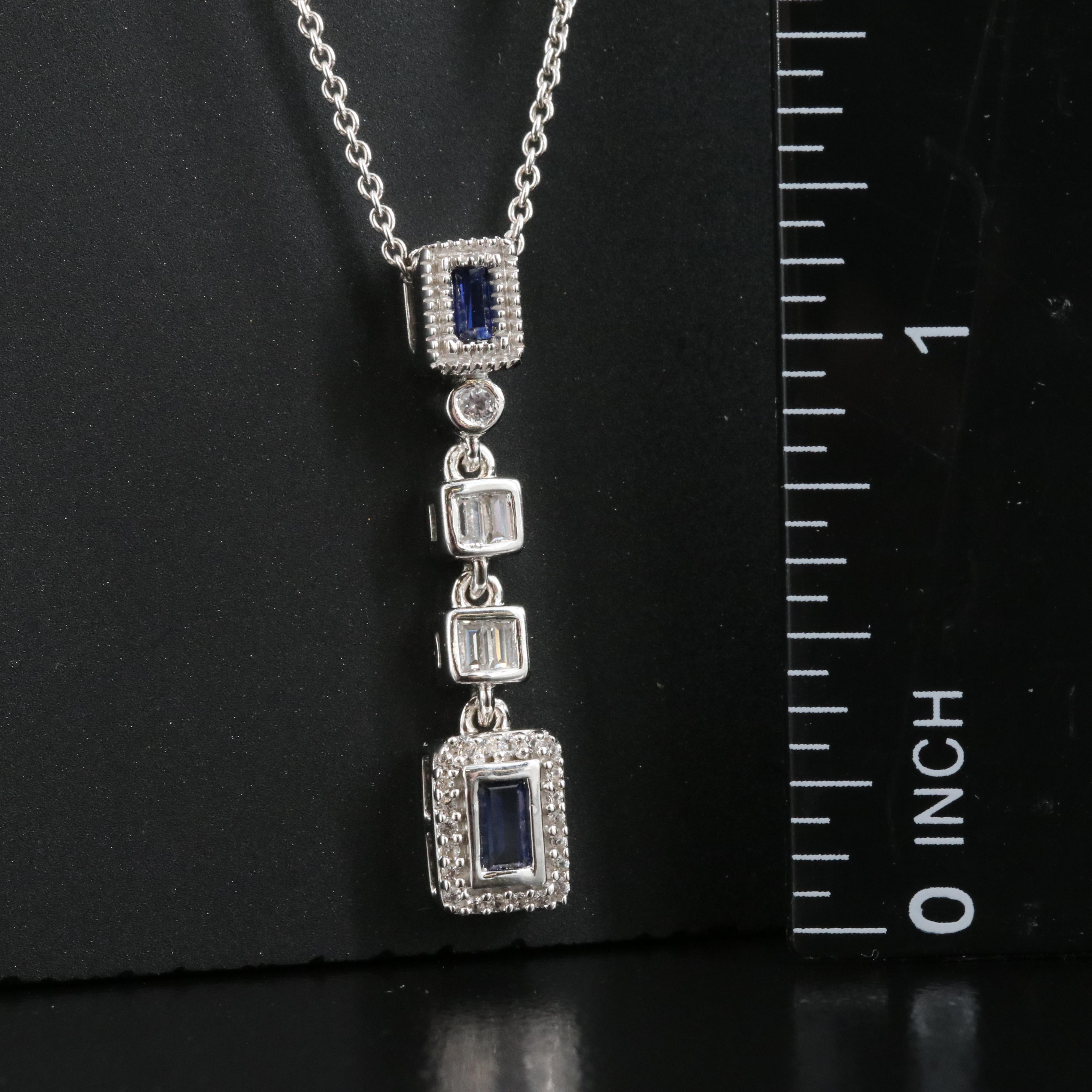 Sterling Sapphire Pendant Necklace
