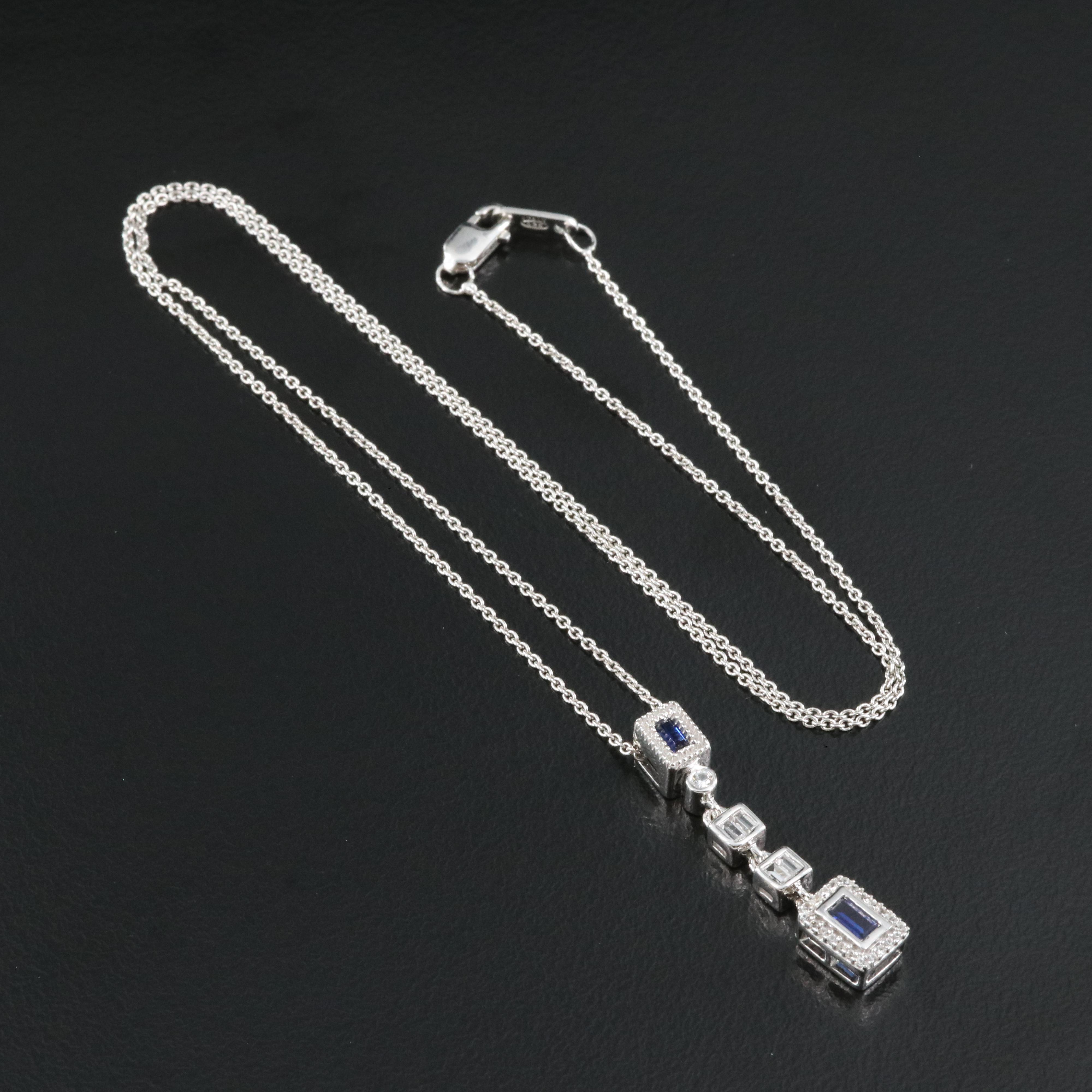 Sterling Sapphire Pendant Necklace
