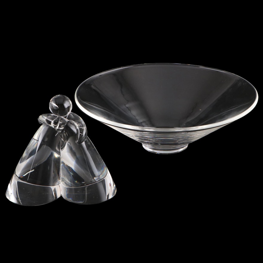 Steuben Glass Flared Bowl and "Love" Figurine