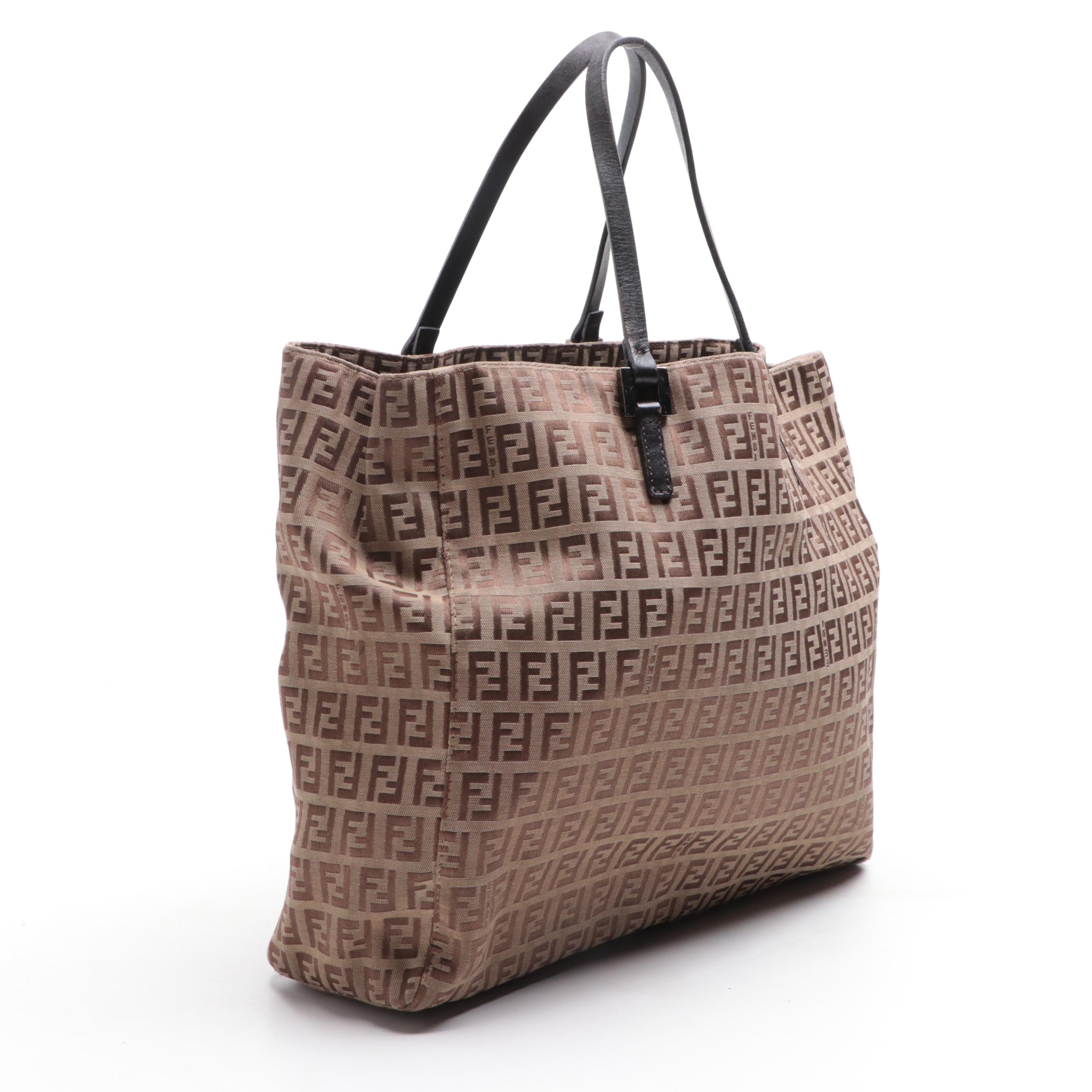 Fendi Zucca Canvas and Leather Tote