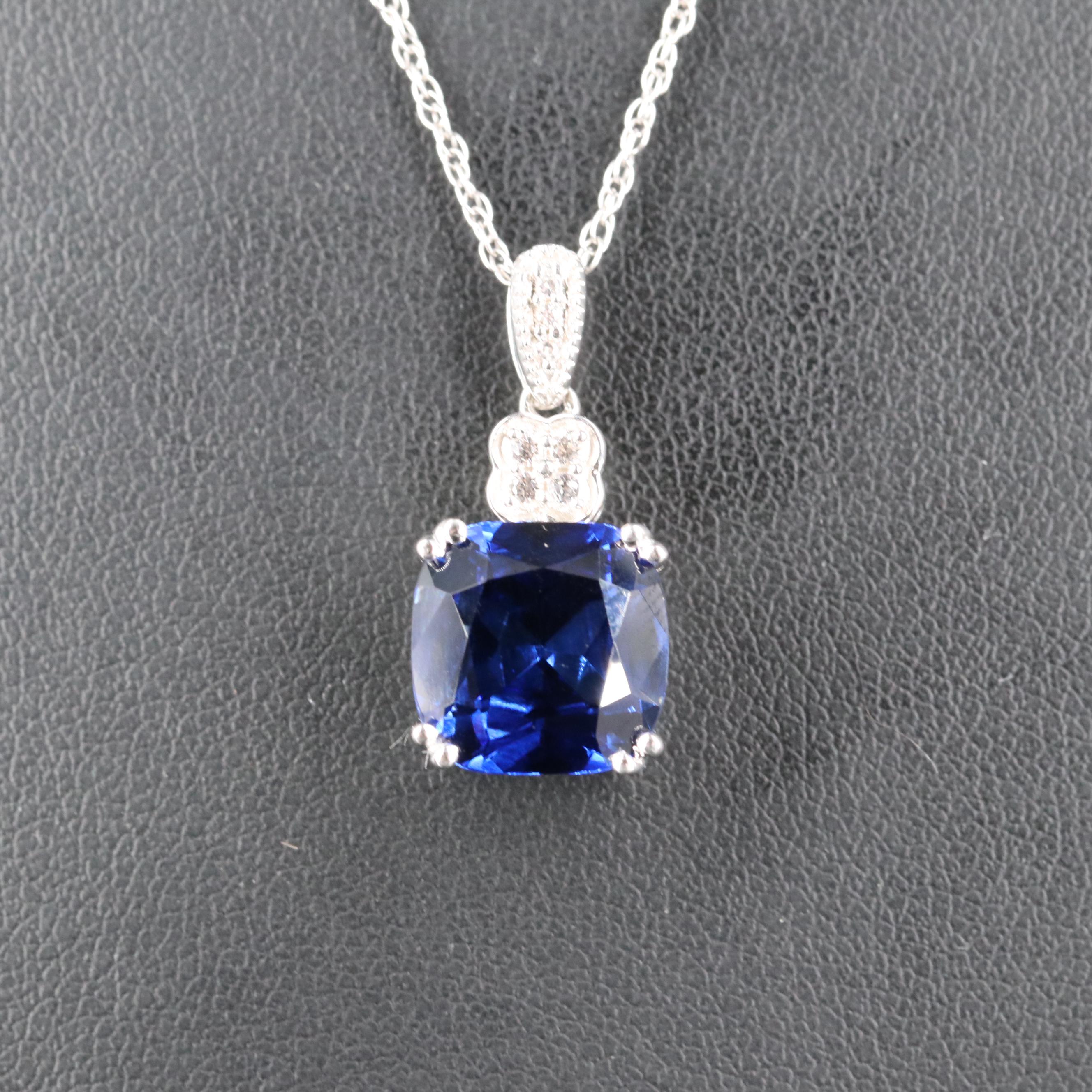 Sterling Sapphire Pendant Necklace