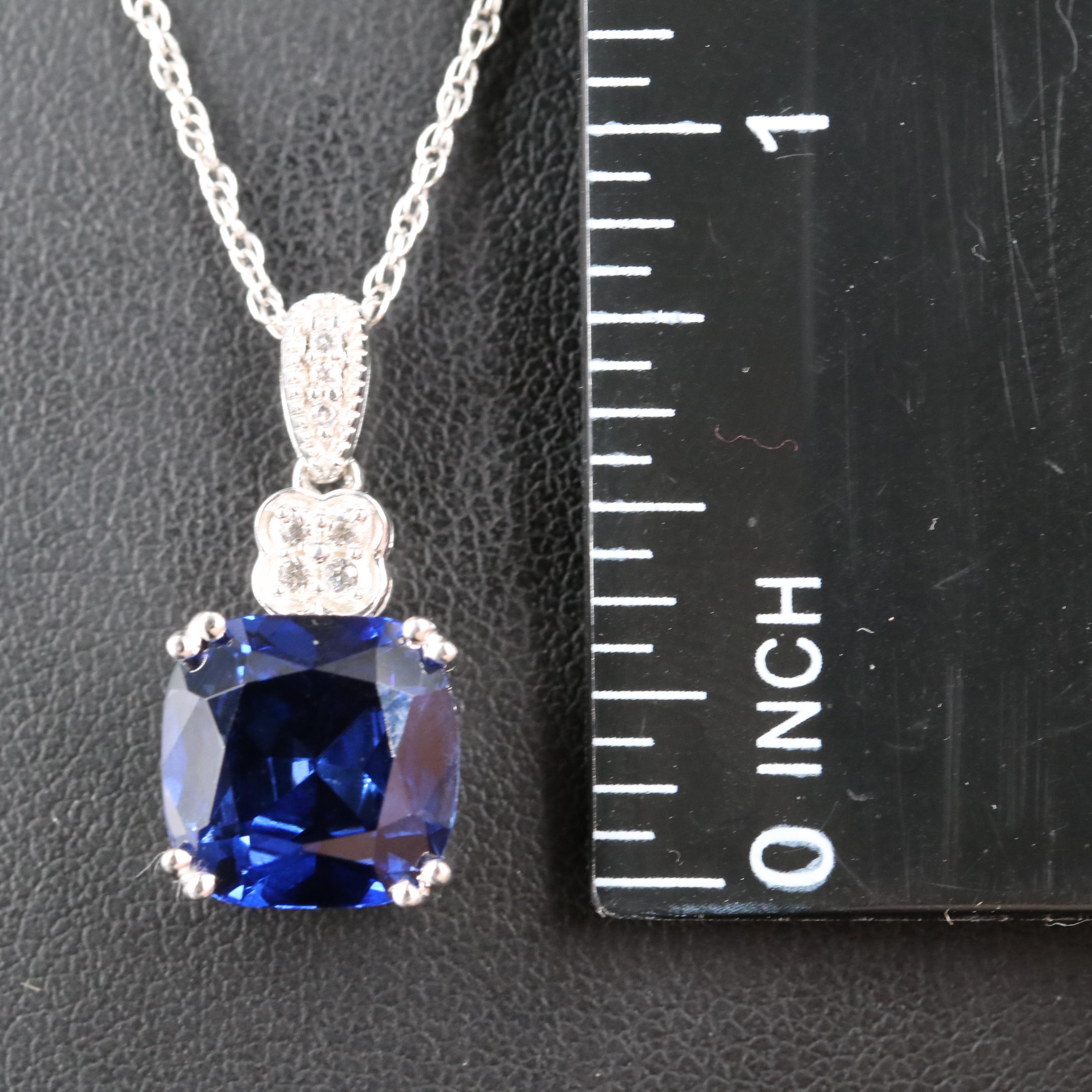 Sterling Sapphire Pendant Necklace