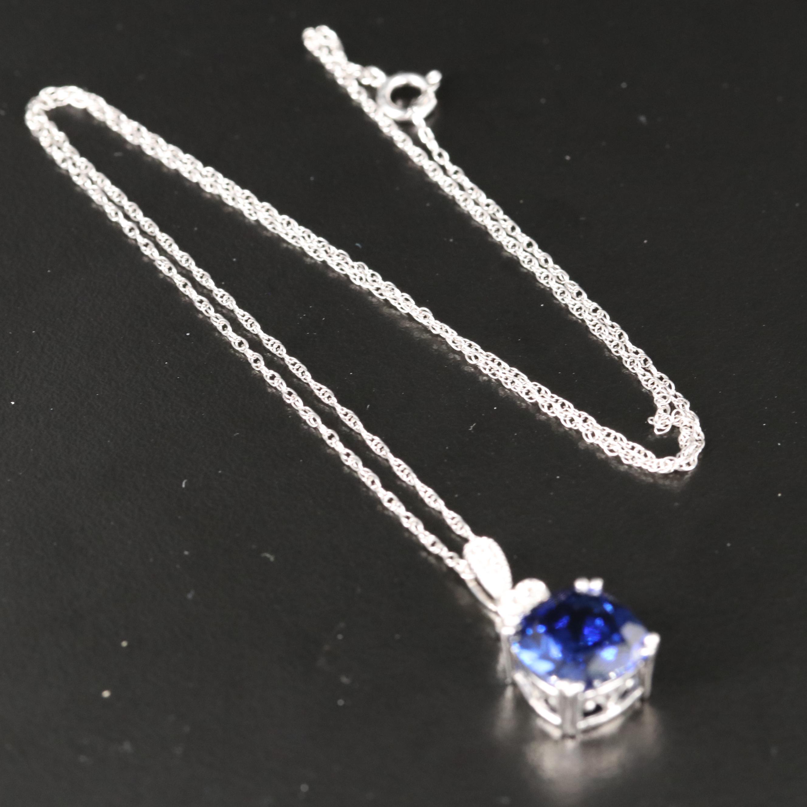 Sterling Sapphire Pendant Necklace