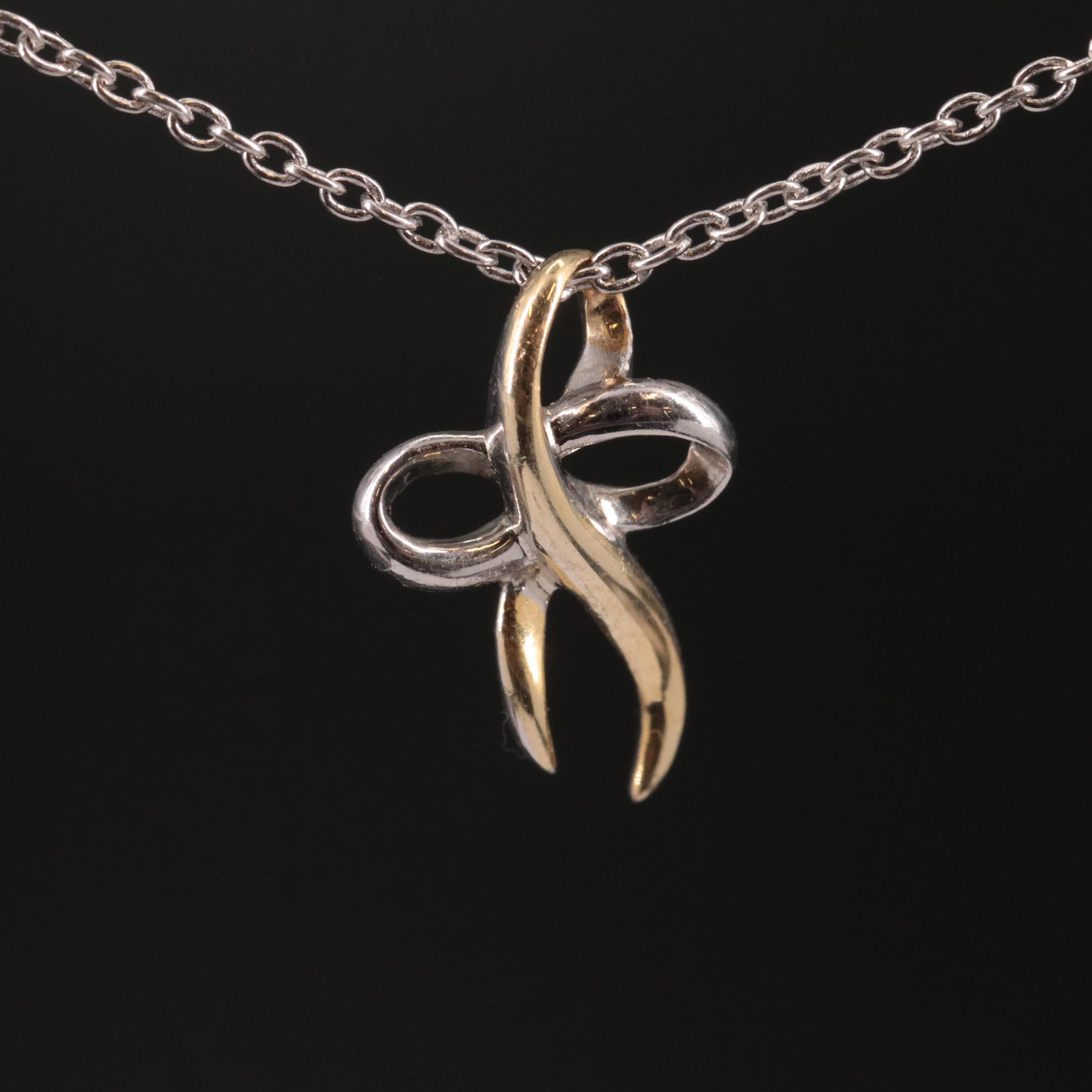 Sterling Bow Pendant Necklace