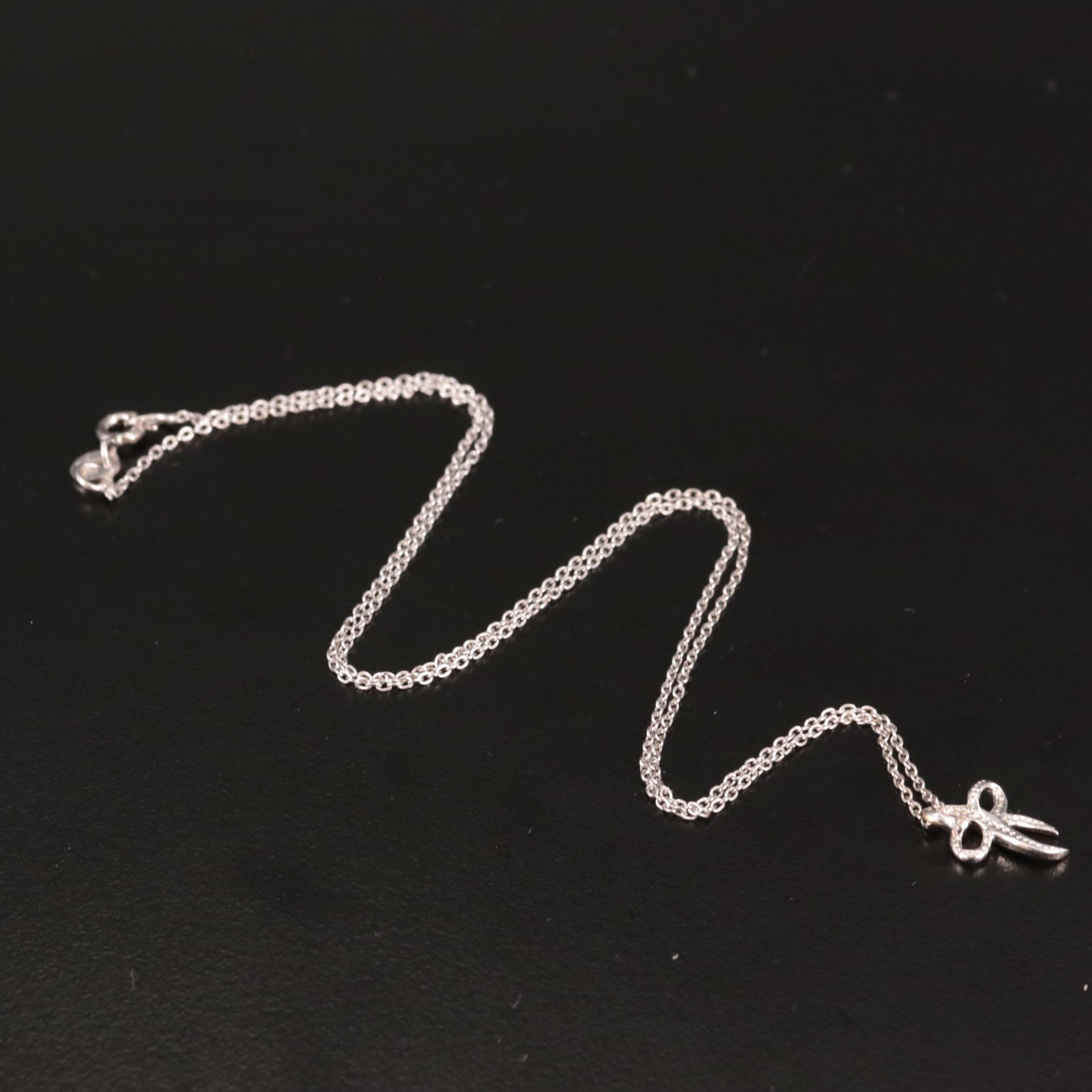 Sterling Bow Pendant Necklace