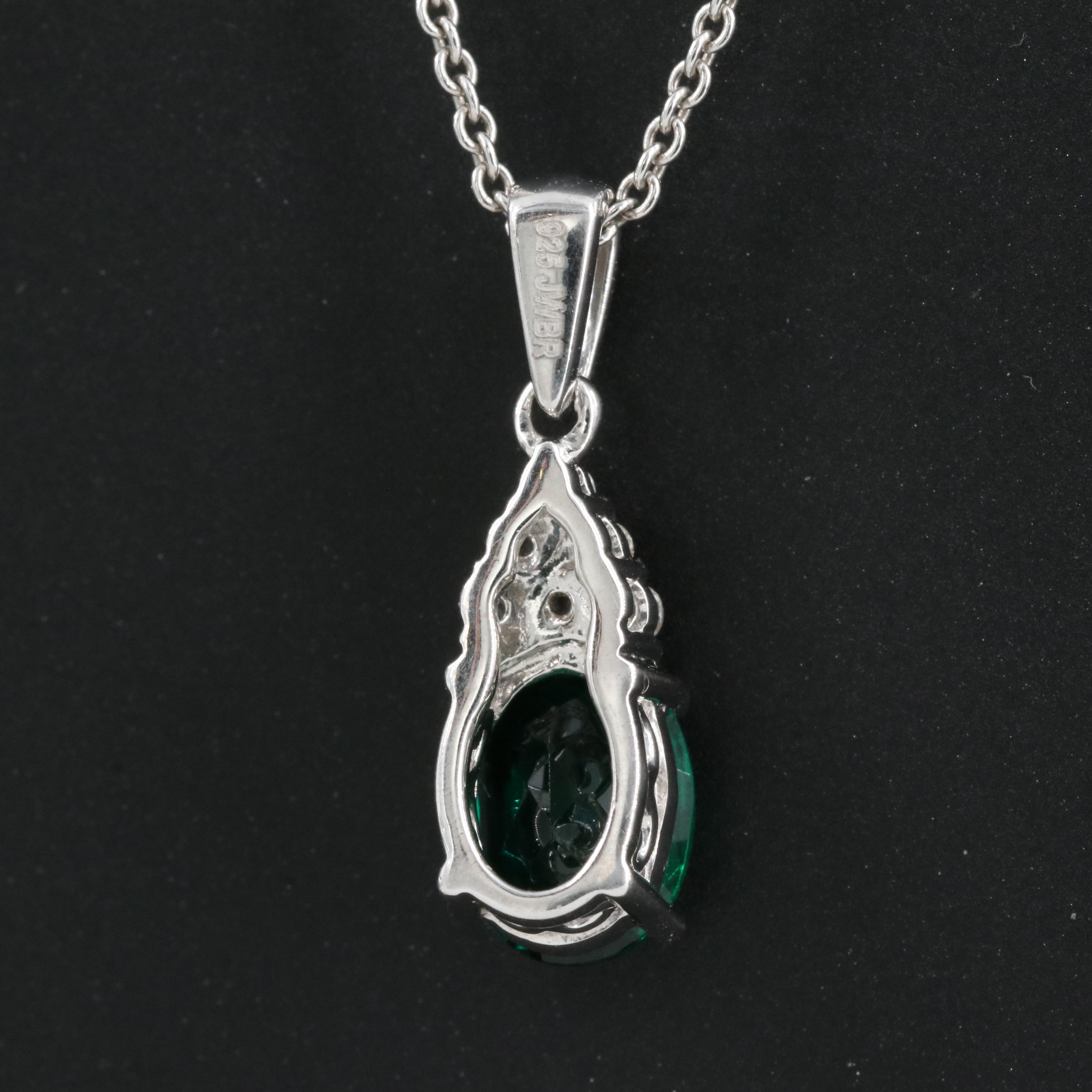 Sterling Emerald and Sapphire Pendant Necklace